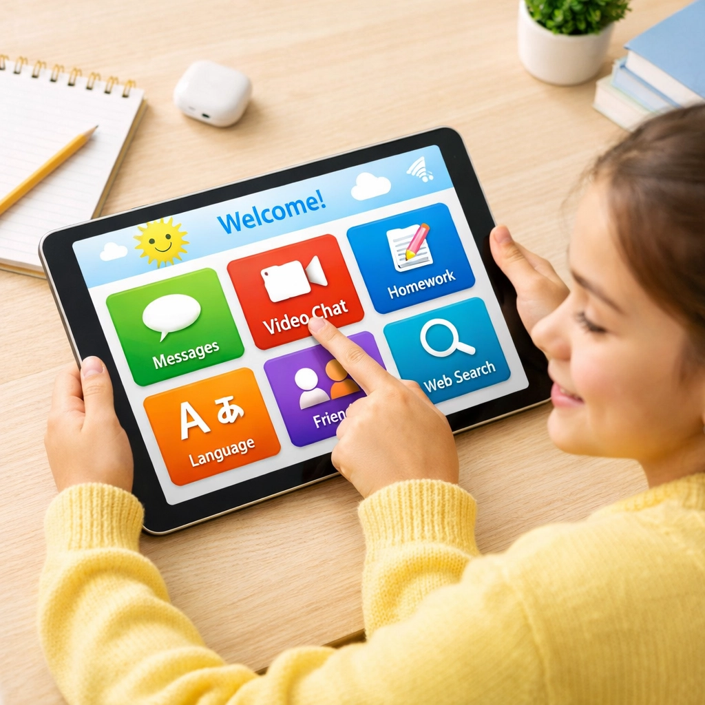 A student using a tablet for communication, demonstrating how technology serves as a vital autism resource for teachers.