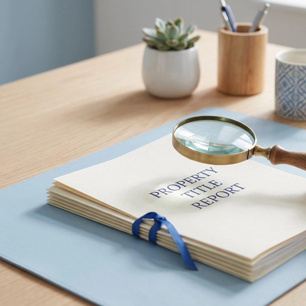 Magnifying glass examining title insurance documents for clarity before closing day