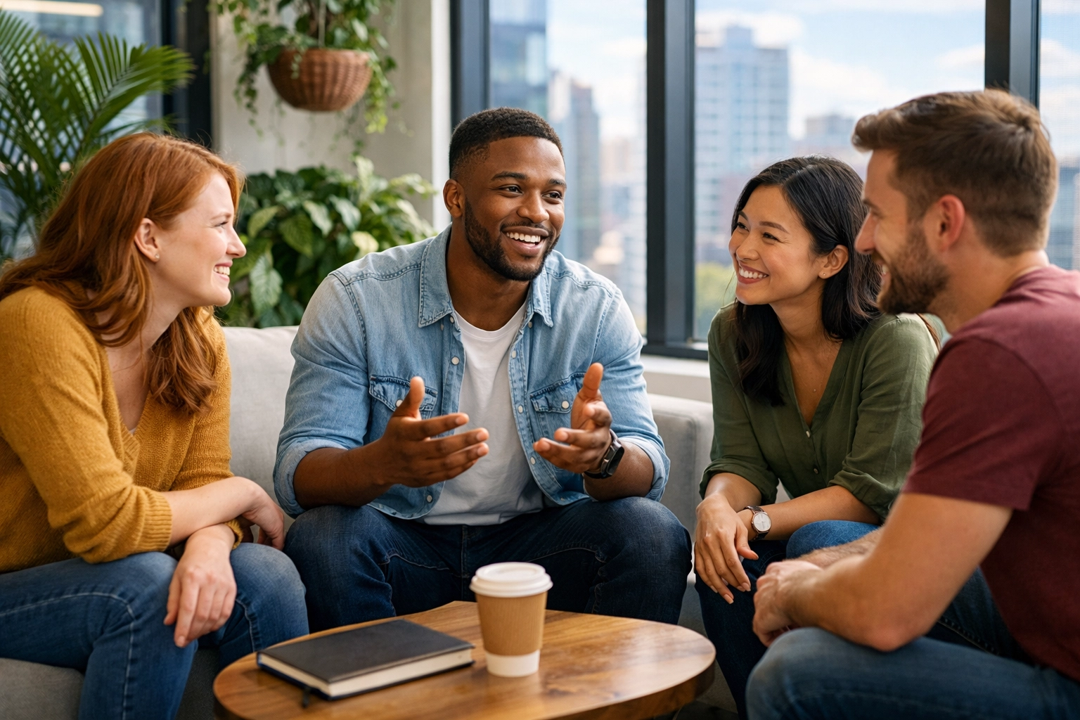 Diverse professionals connecting during work break representing workplace as mission field