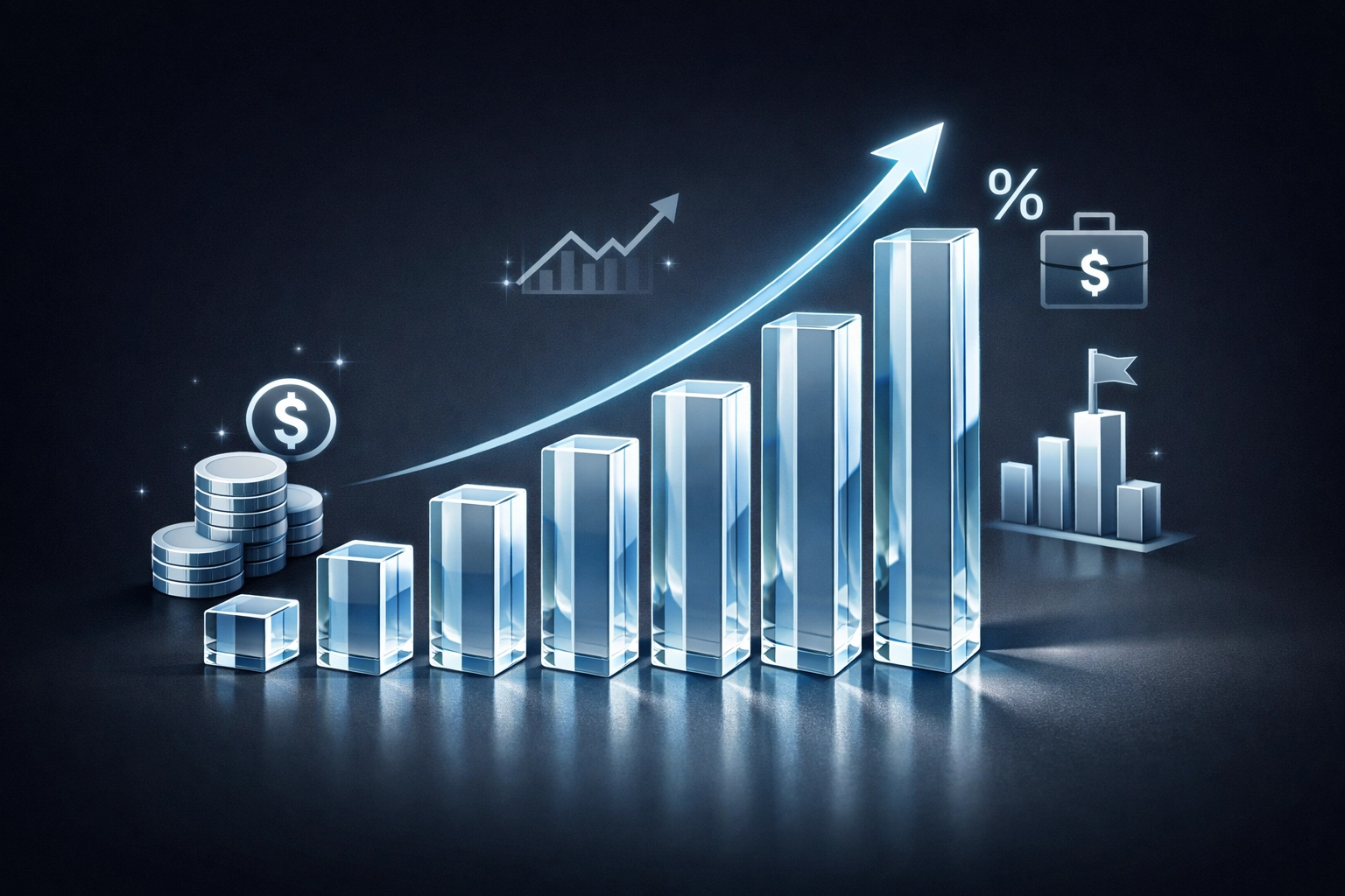Rising glass pillars showing growth and ROI for agents using AI real estate lead generation.