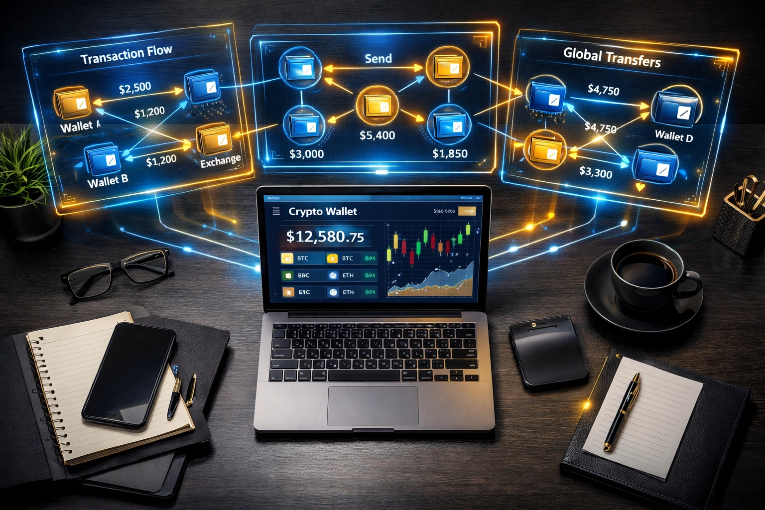 Crypto wallet dashboard showing organized business expense tracking for tax deductions