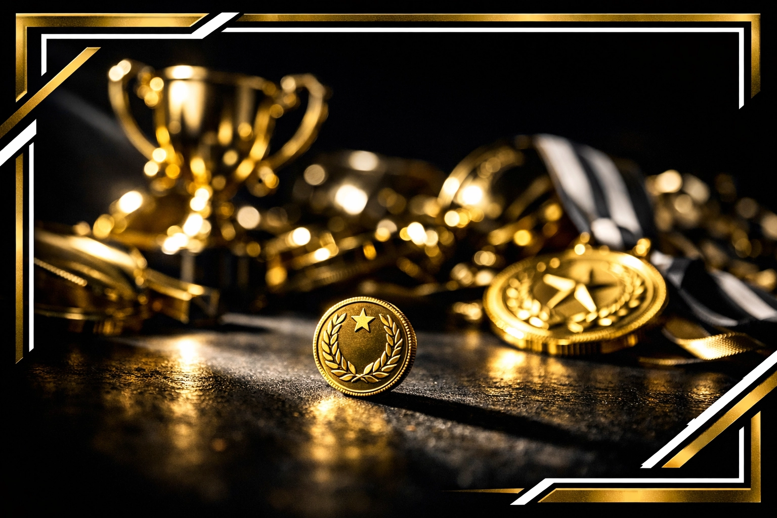 Small gold coin symbolizing small wins that build to championship trophies and big career achievements
