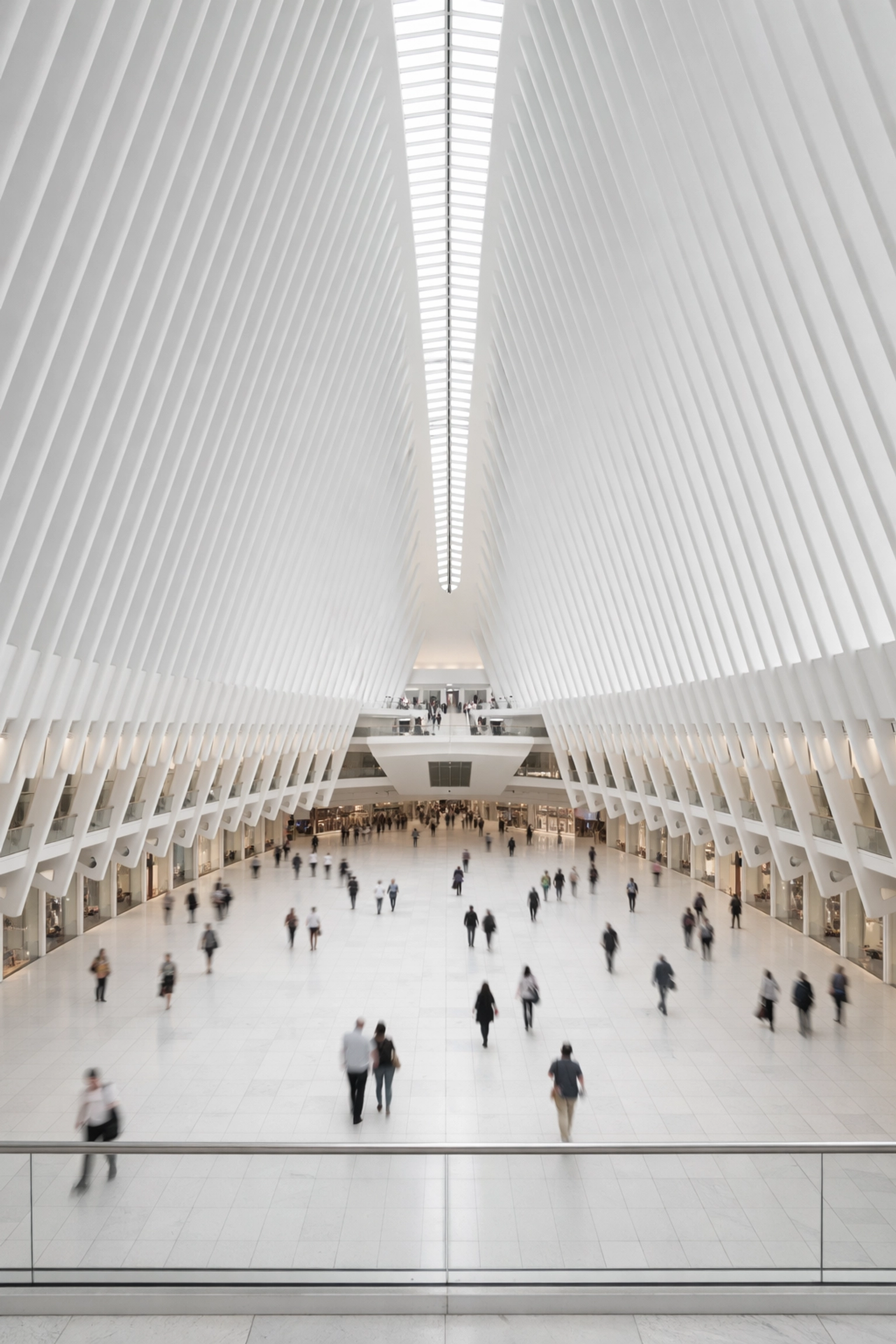 The white architectural ribs of the Oculus at World Trade Center, a minimalist NYC photo spot.