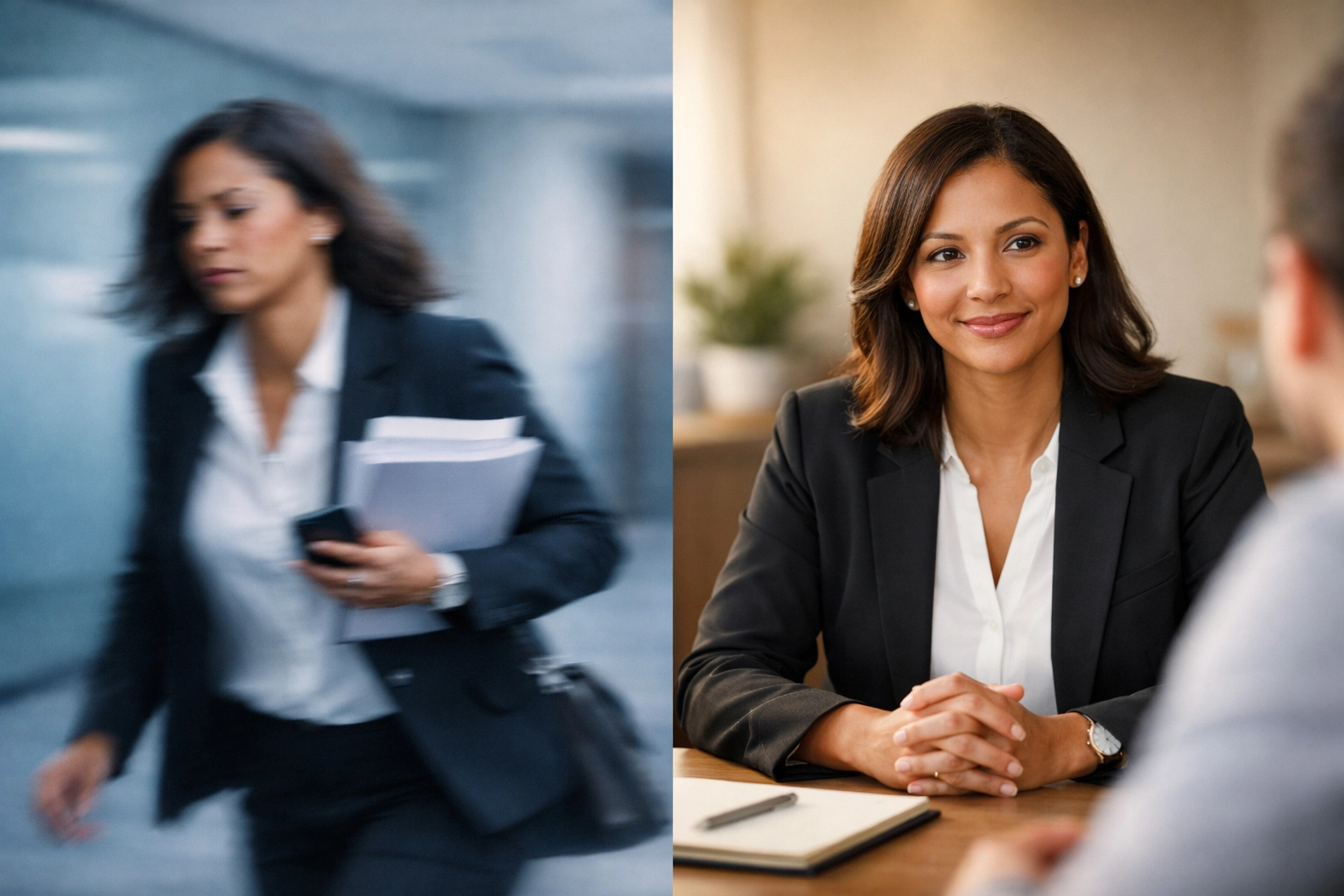 Leader shifting from autopilot stress to intentional presence and workplace connection