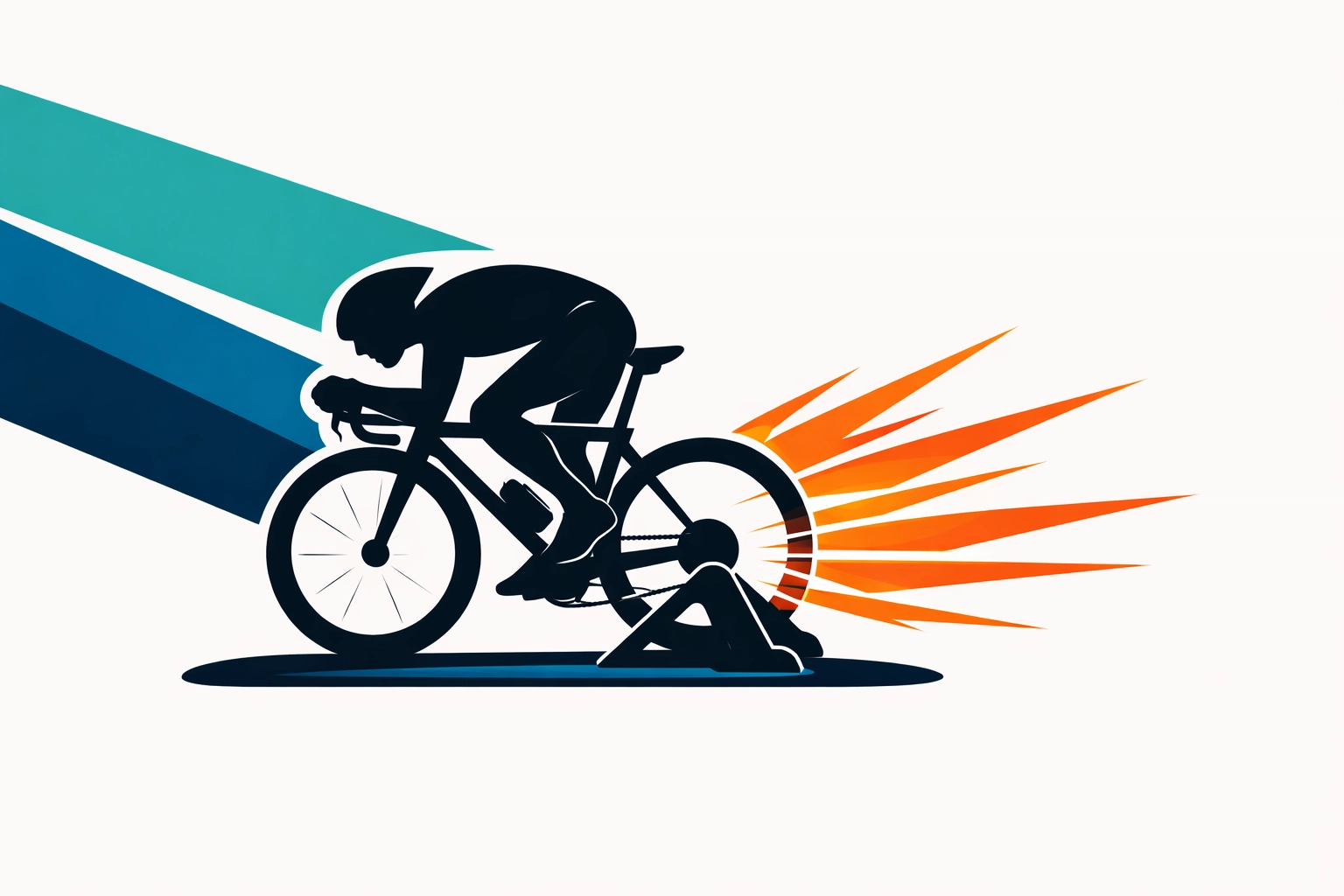 Minimalist illustration of a cyclist performing power intervals for a high-intensity HIIT cycling workout.