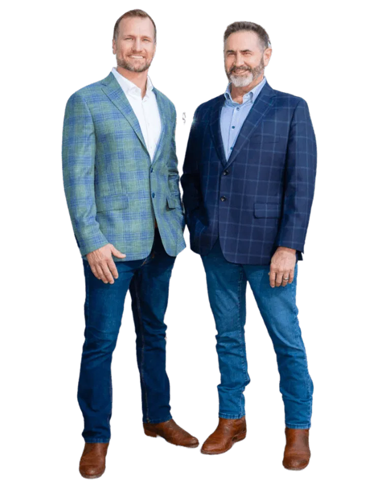 Two professionally dressed male attorneys from Sexton Weldon Law Firm, standing confidently