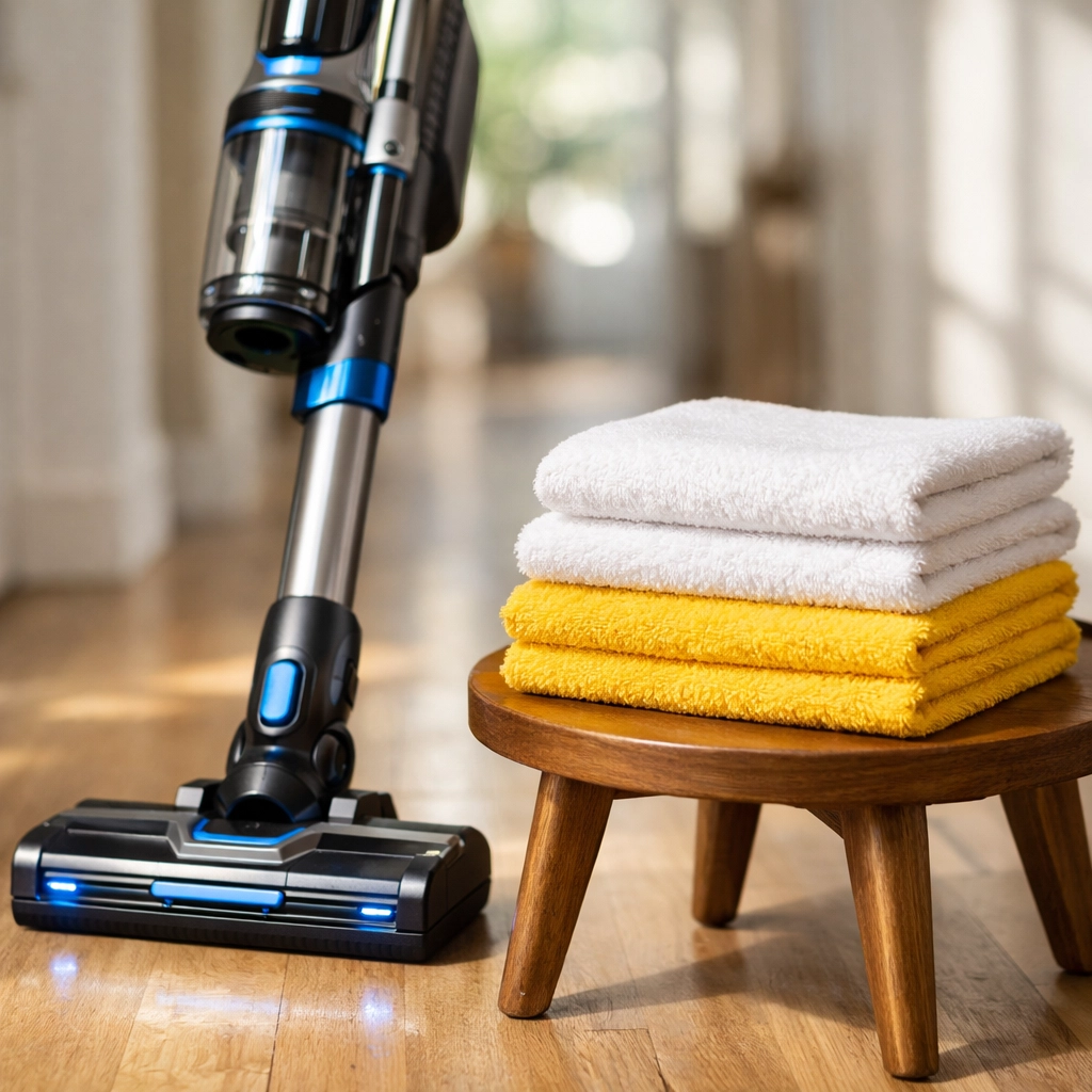 Professional grade cleaning tools and HEPA vacuum used by residential cleaning services in MA.