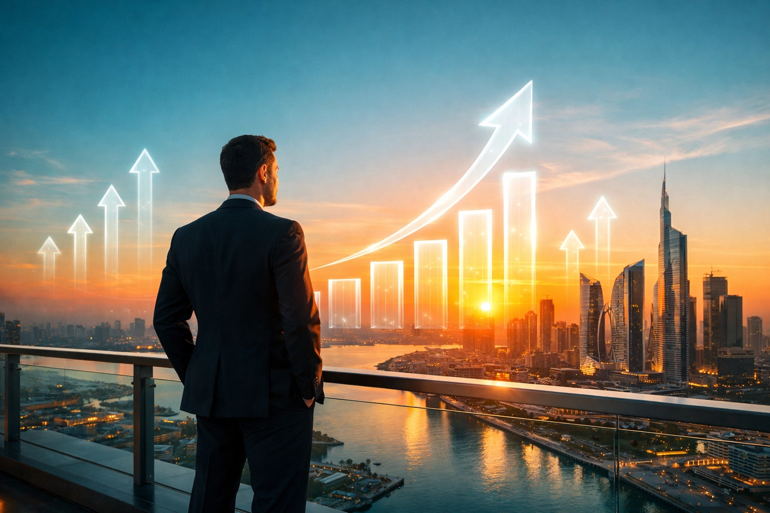 Professional viewing digital growth charts symbolizing career ROI with an IIM marketing certificate.