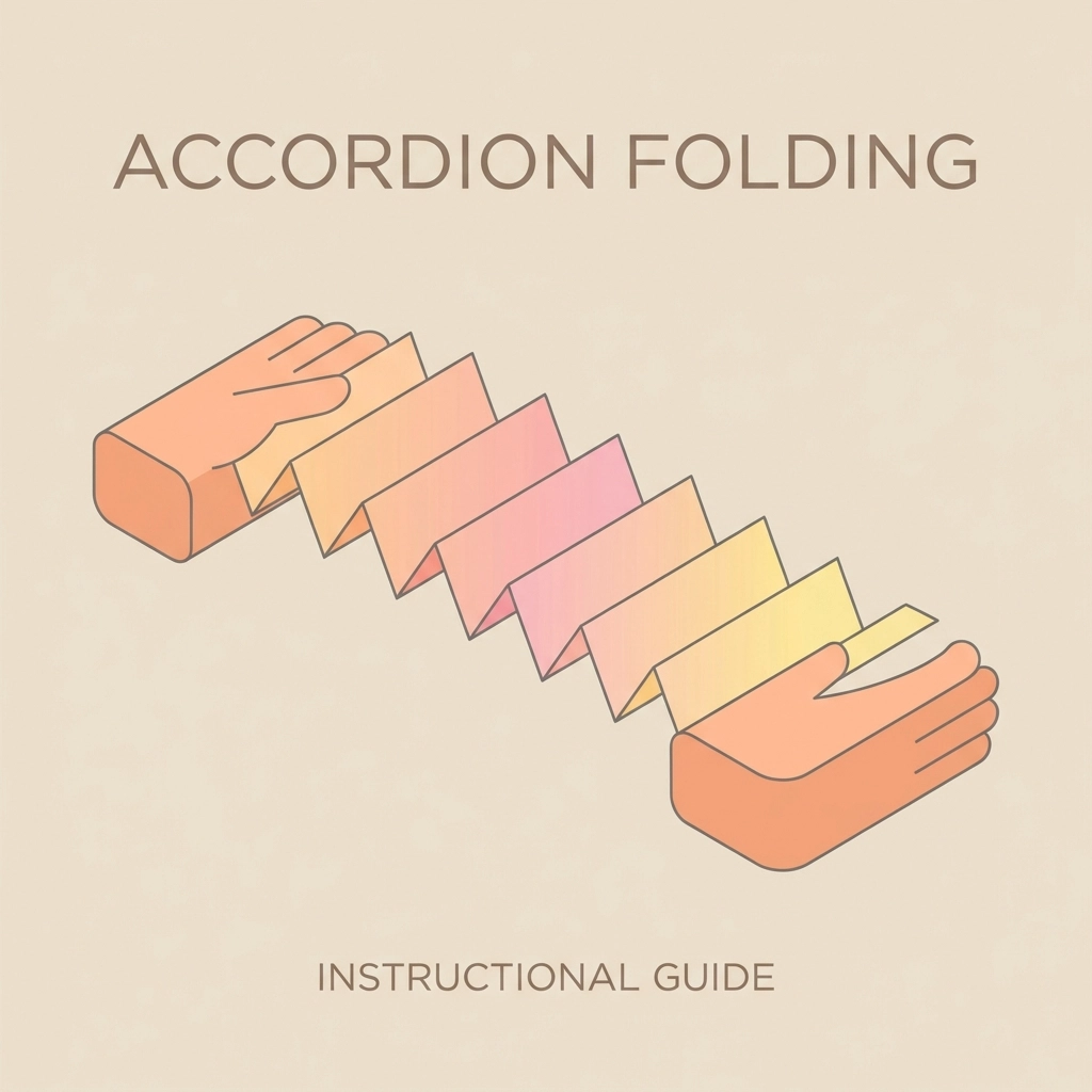 Hands folding a colored coffee filter in an accordion pattern for butterfly wing creation