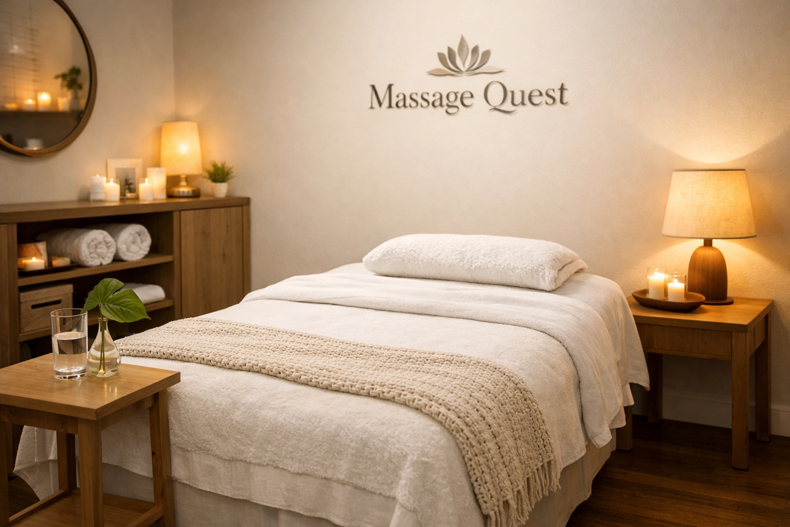 Cozy, professional treatment room at Massage Quest, a top choice among massage places Edmonton for relaxation.