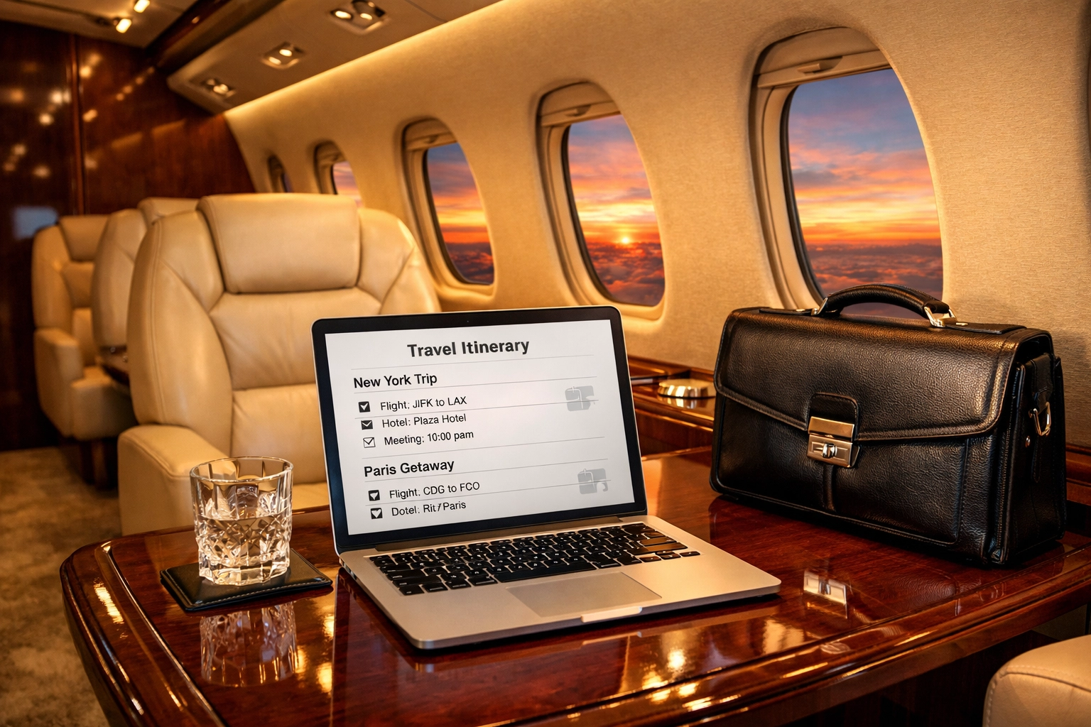 The CEO's Guide to Super Bowl Brand Domination Through Strategic VIP Travel Management Private jet interior for executive VIP travel to Super Bowl events