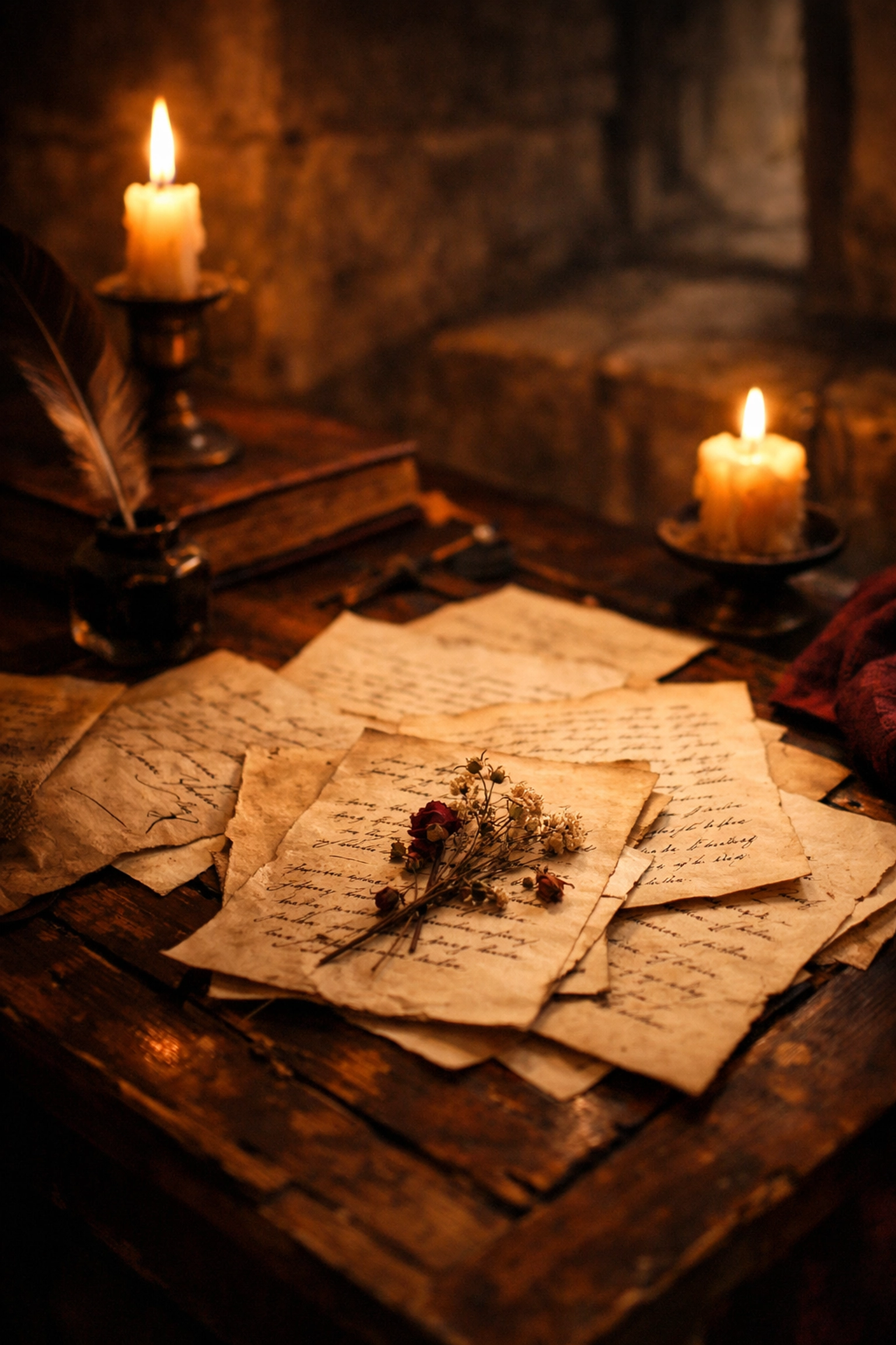 Secret love letters and pressed flowers on monastery desk reveal Sister Feliciana's relationships