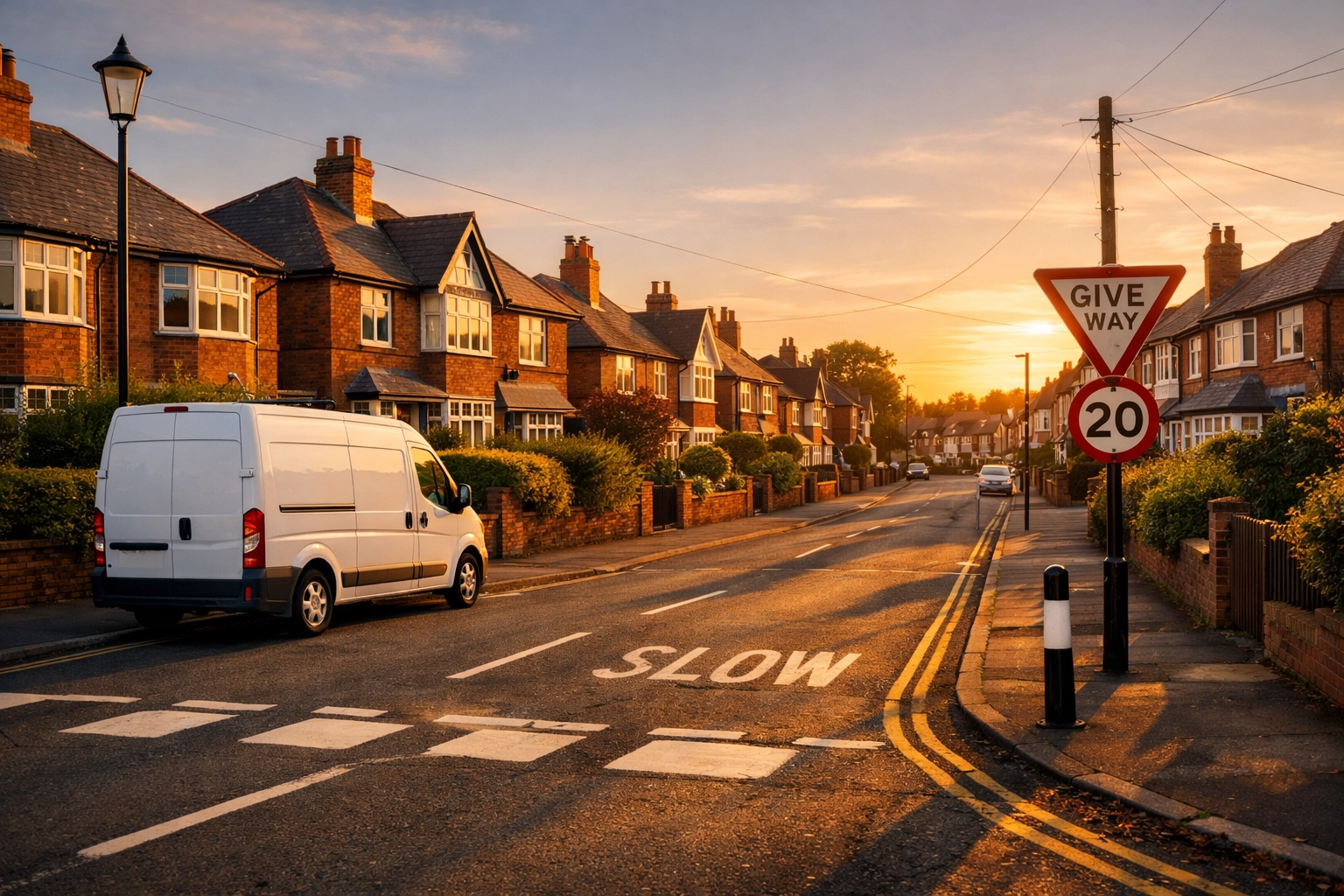 Professional security installation van on a quiet Worcester street providing local intruder alarm services.