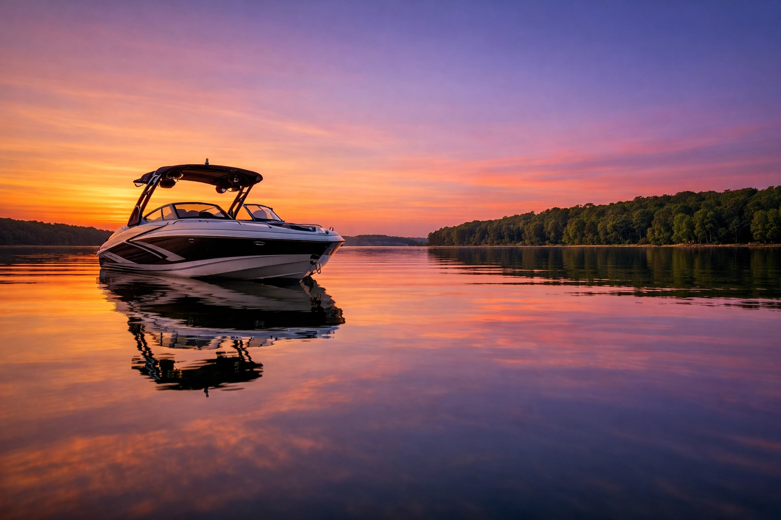 A boat on Lake Monroe, illustrating Indiana's 2026 laws regarding operating a watercraft while intoxicated.