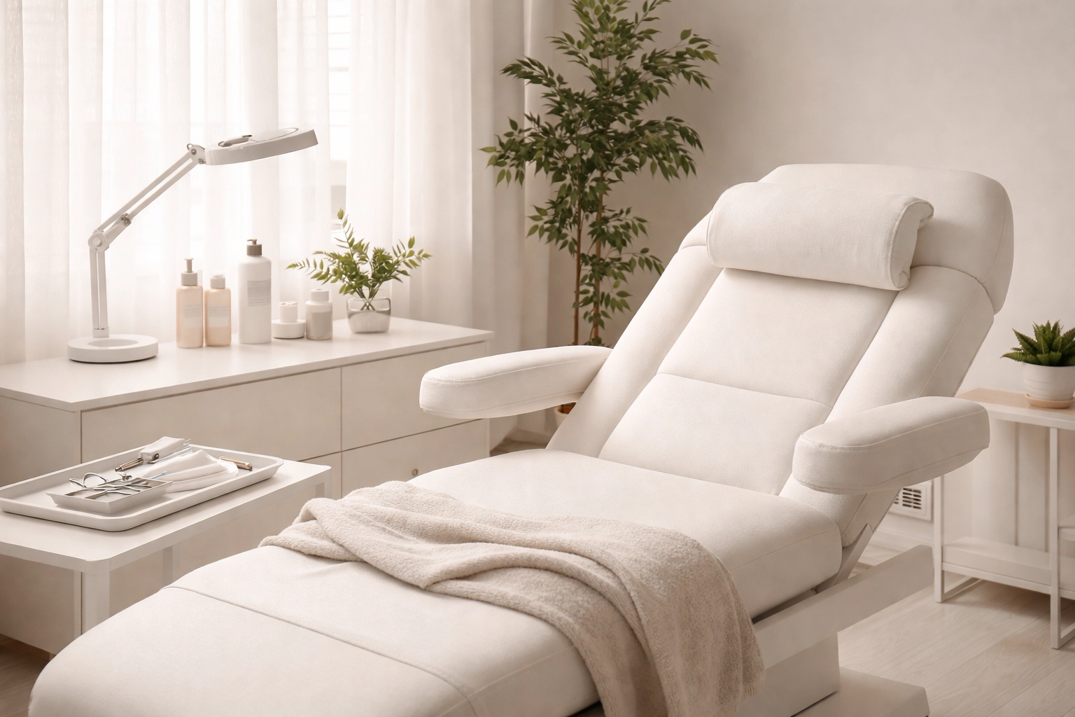 Modern aesthetics clinic treatment room prepared for safe, comfortable PDO thread lift procedures.