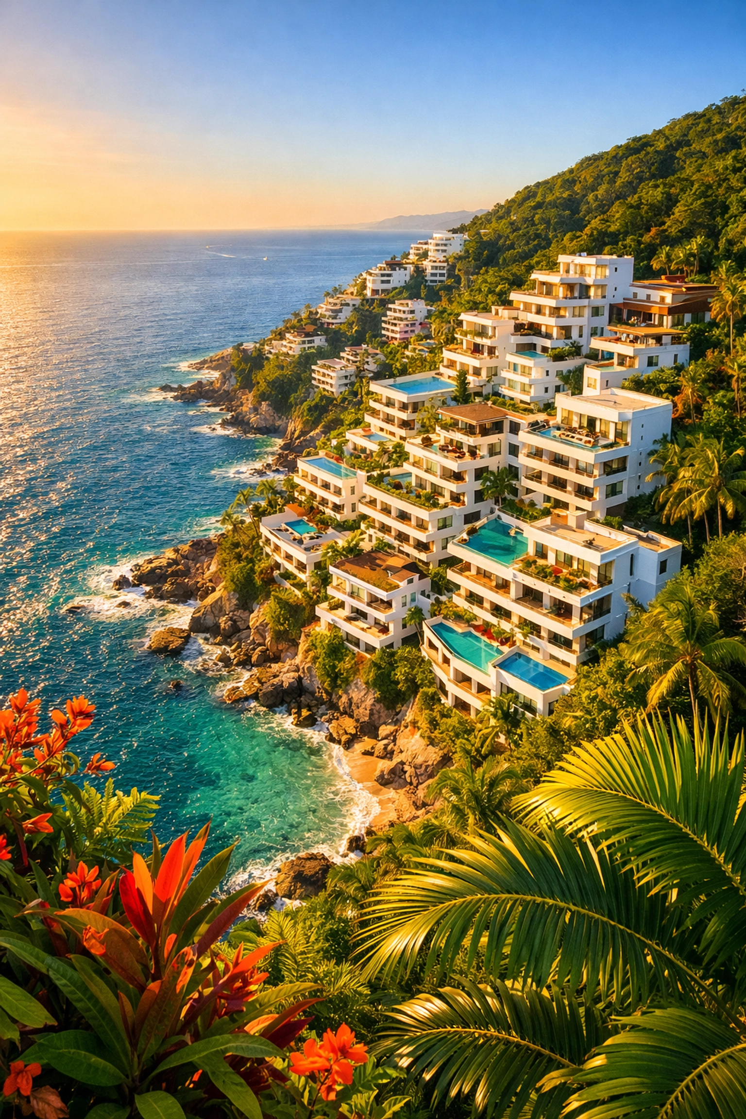 Luxury hillside condo rentals in Amapas Puerto Vallarta with ocean views