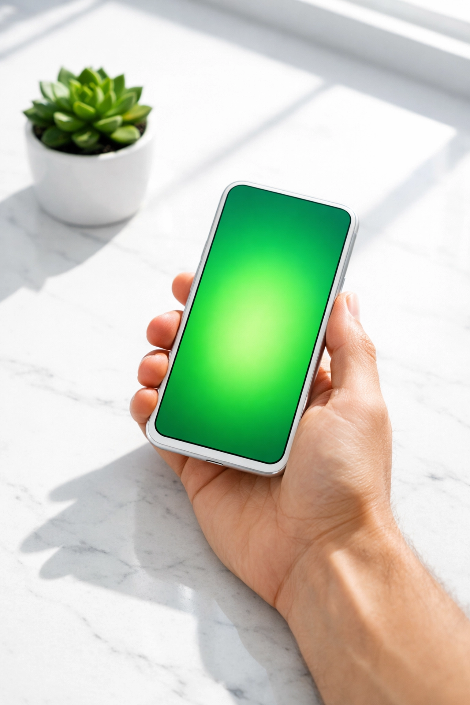 Customer using a smartphone for zero-click AI search results for local businesses.