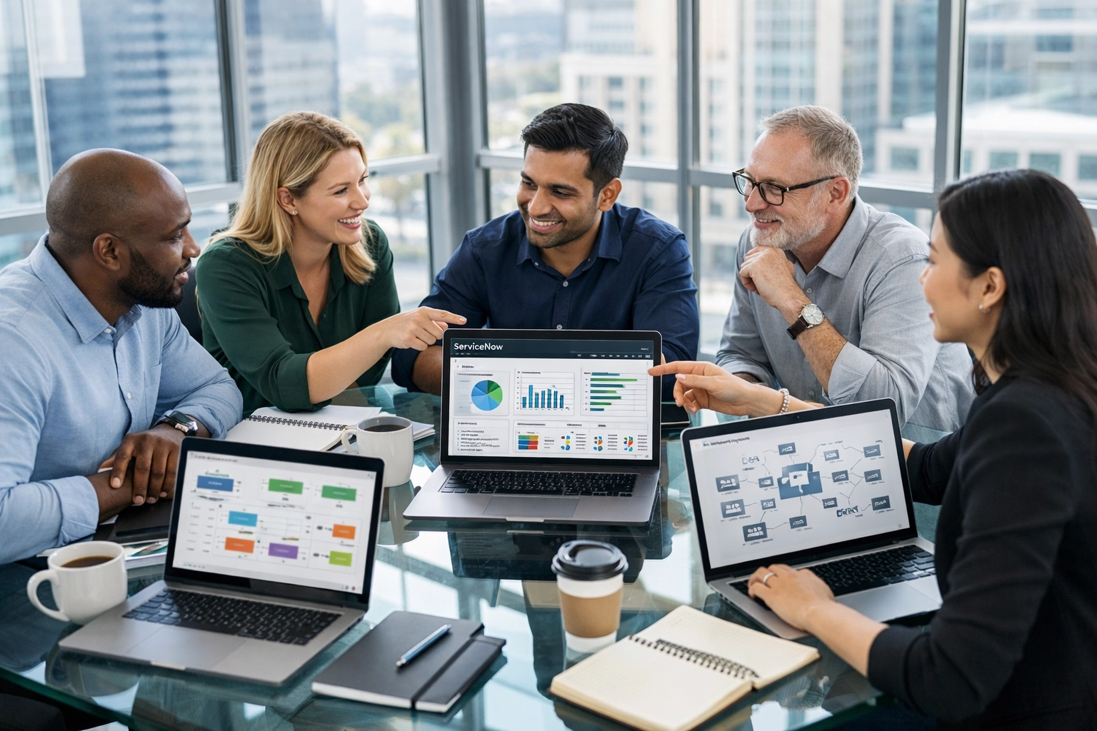 ServiceNow implementation partner team collaborating on consulting services and workflow optimization