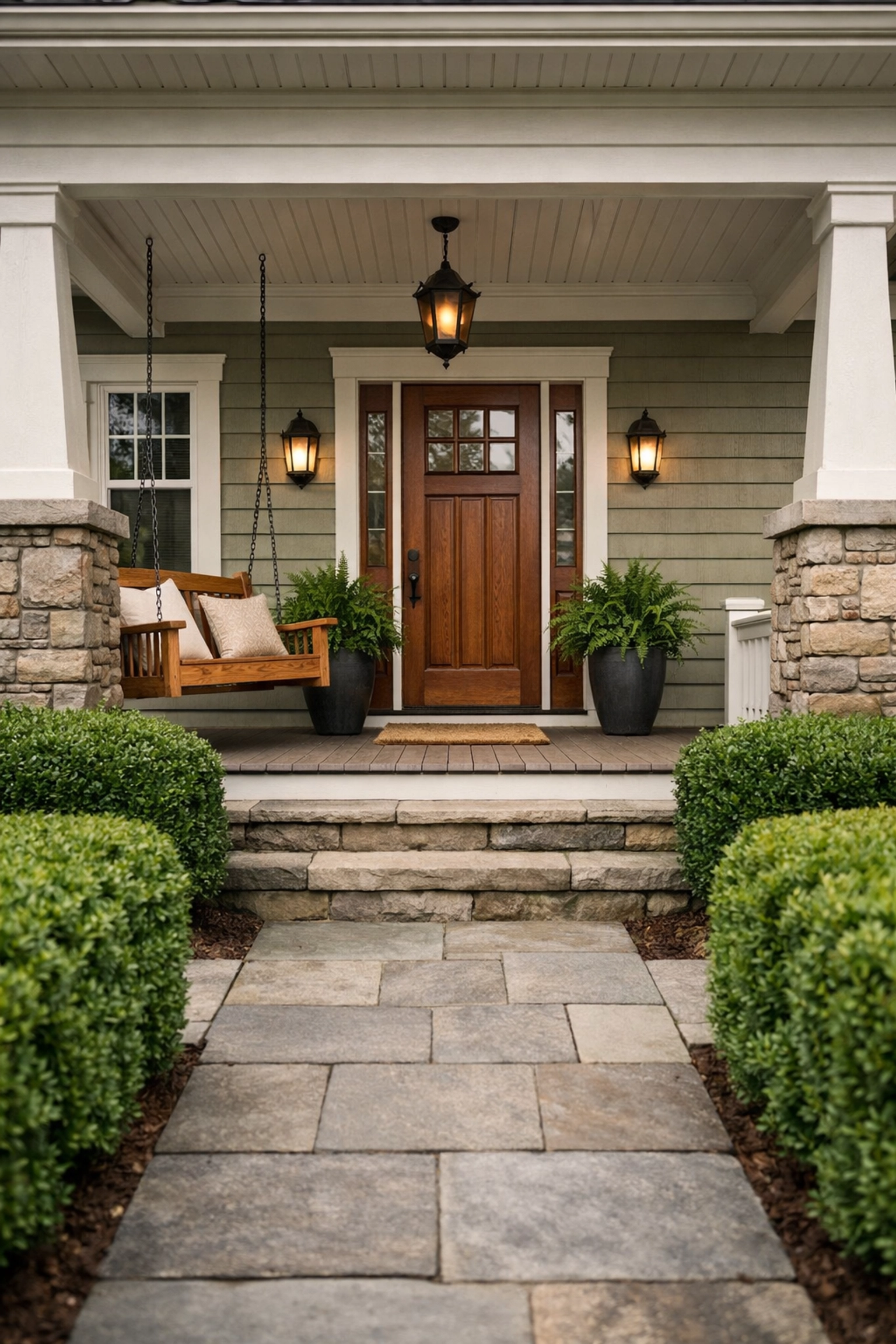 A peaceful Nashville craftsman home porch, showing the relief of working with local cash home buyers.