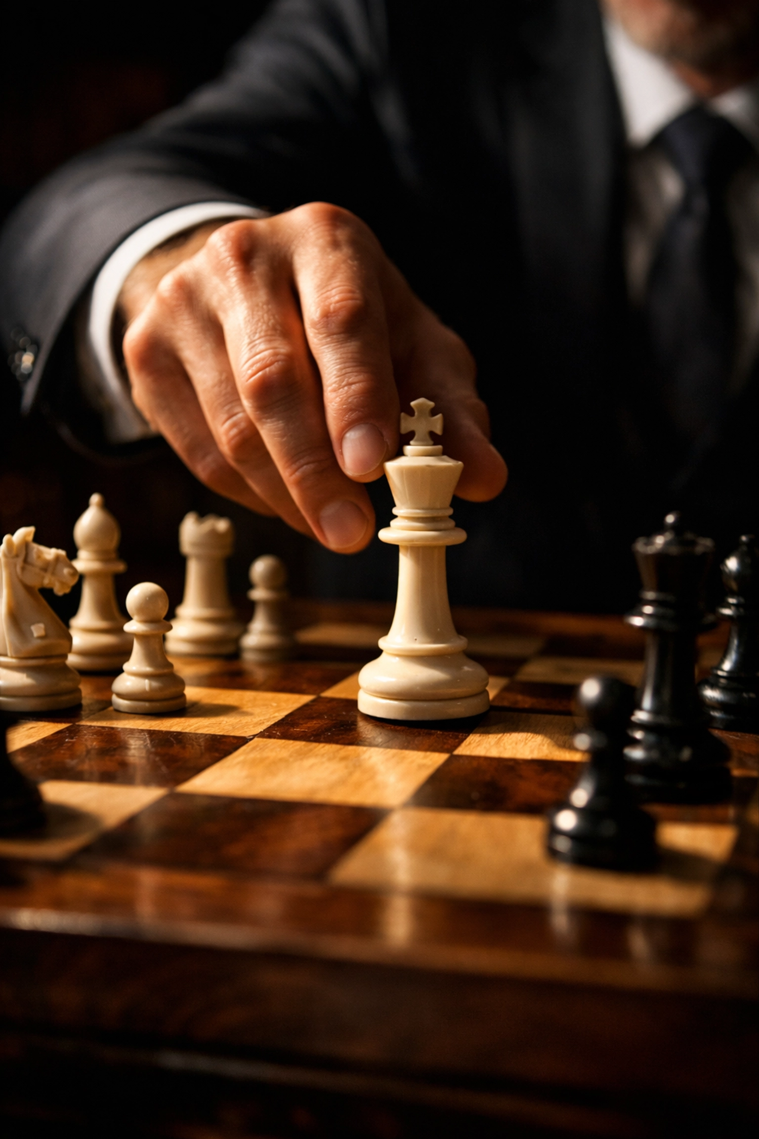 Strategic real estate investment decision-making symbolized by decisive chess move