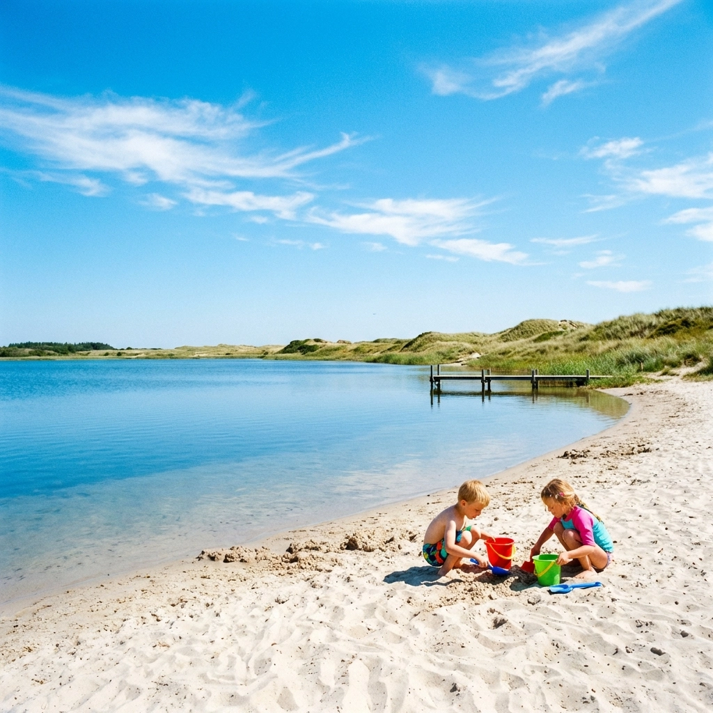 Kids playing on a sunny beach, a perfect example of how to find the best photo spots near you.