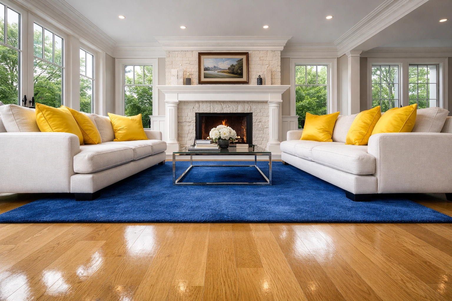 A spotless and luxurious Southborough living room following professional weekly house cleaning Southborough.