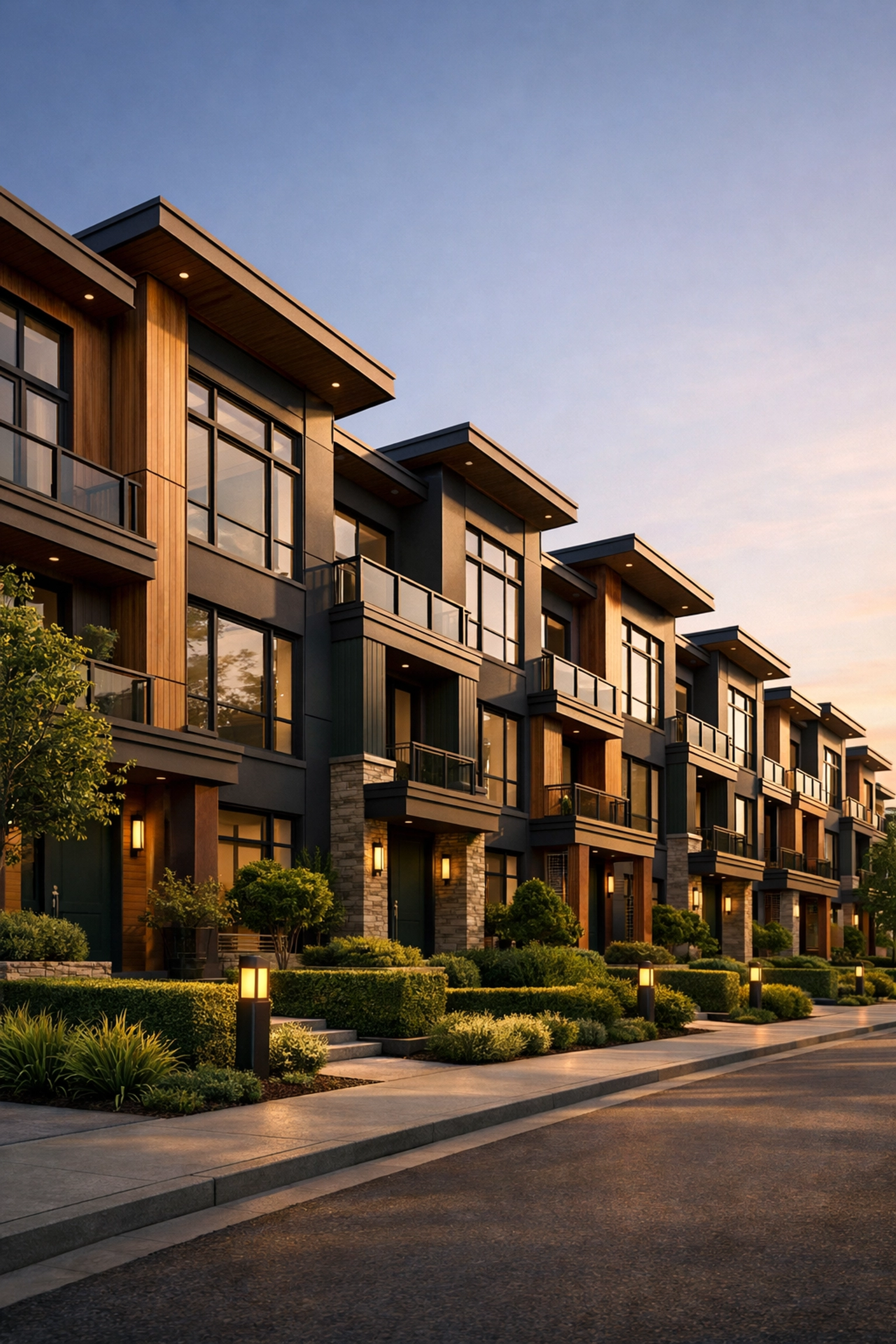 Upscale townhomes representing a stable, high-value property management portfolio and recurring revenue.