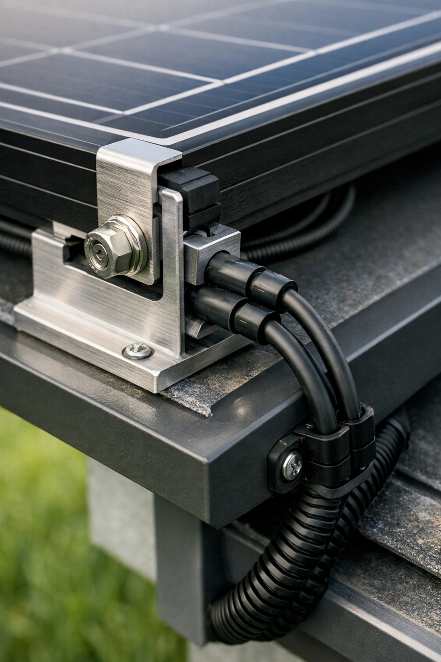 Professional mounting and cable management for a durable commercial solar power installation.