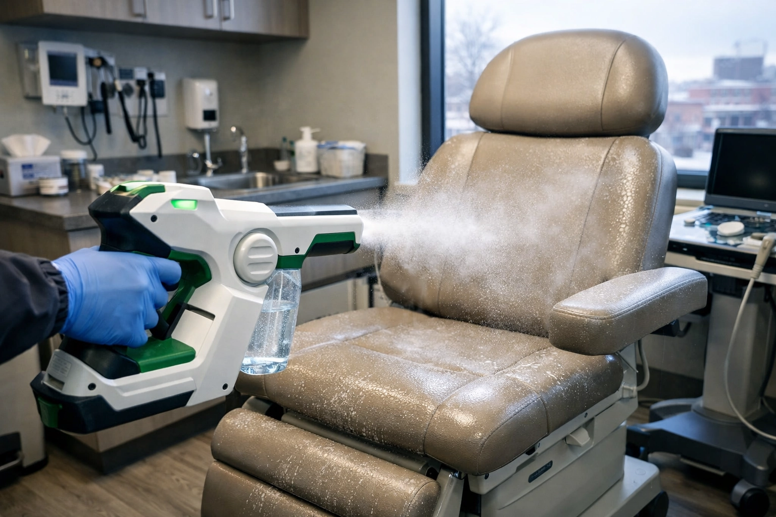 Advanced electrostatic disinfection for high-traffic surfaces during medical office cleaning in Worcester.