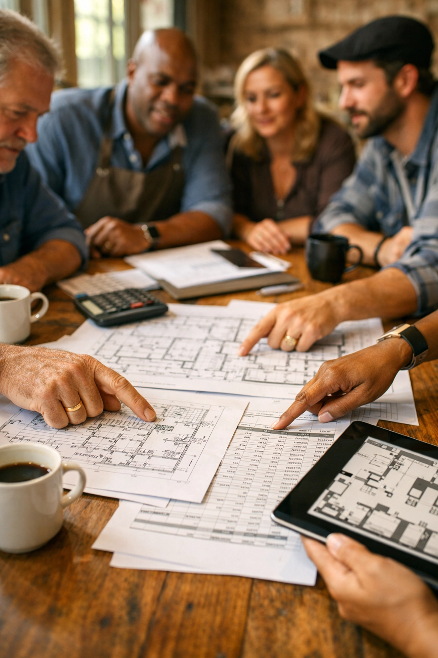 Restaurant entrepreneurs reviewing business plans and feasibility studies for Bay Area opening