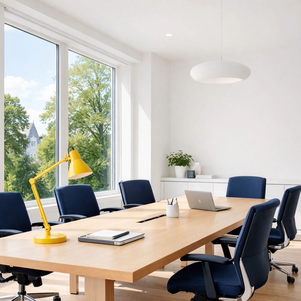 A bright and professionally cleaned boutique office interior in Harvard, MA, highlighting modern workspace standards.