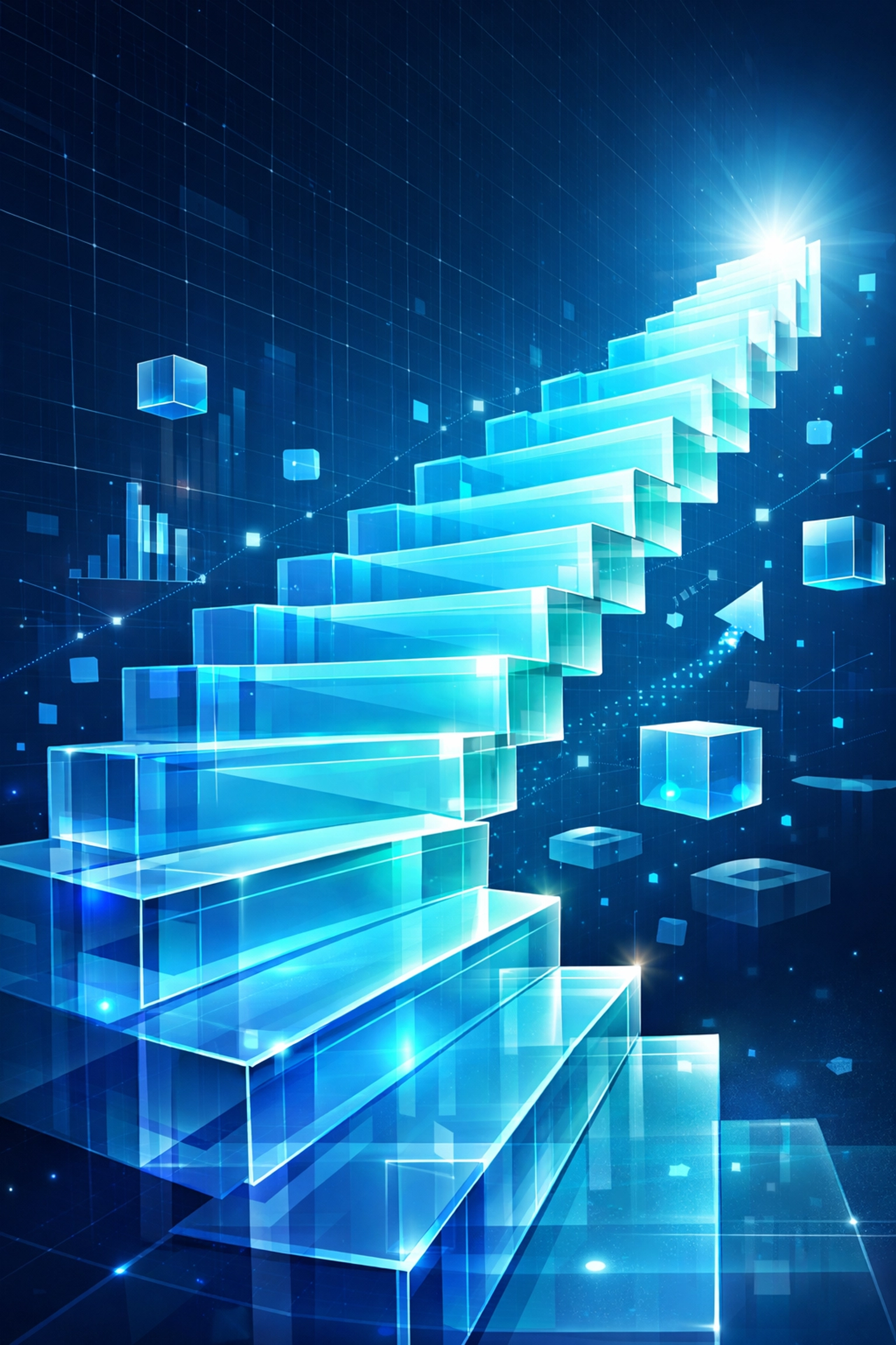 Upward staircase illustrating scalable IT infrastructure for business growth