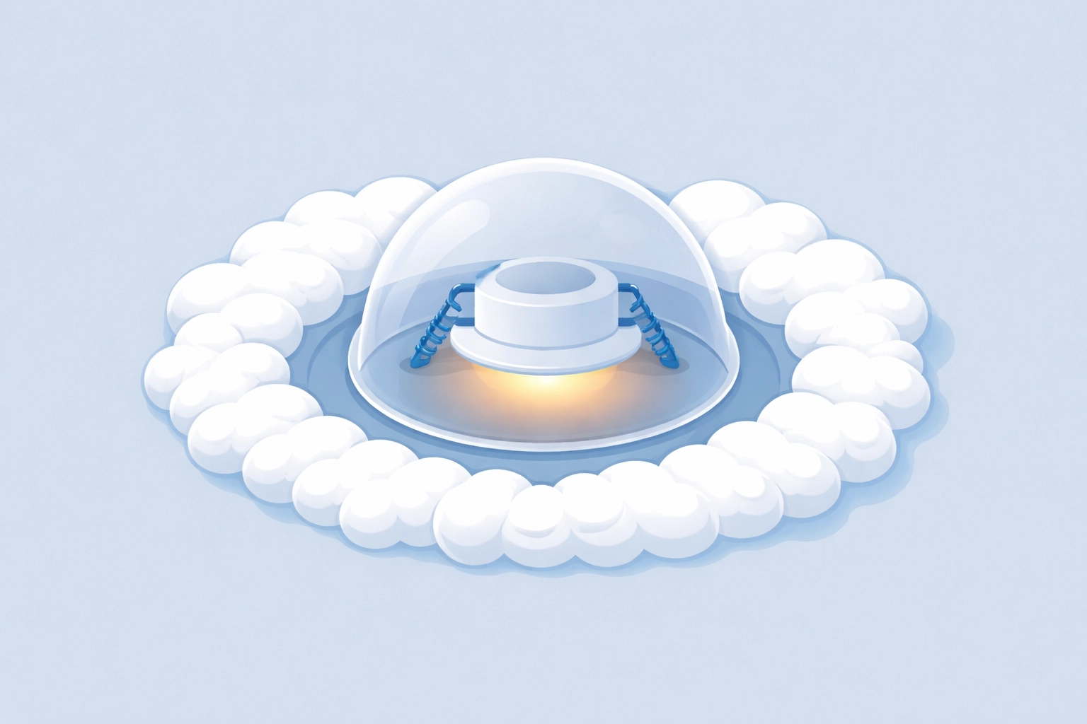 Recessed downlight in loft with protective cover showing safe insulation installation guidelines.