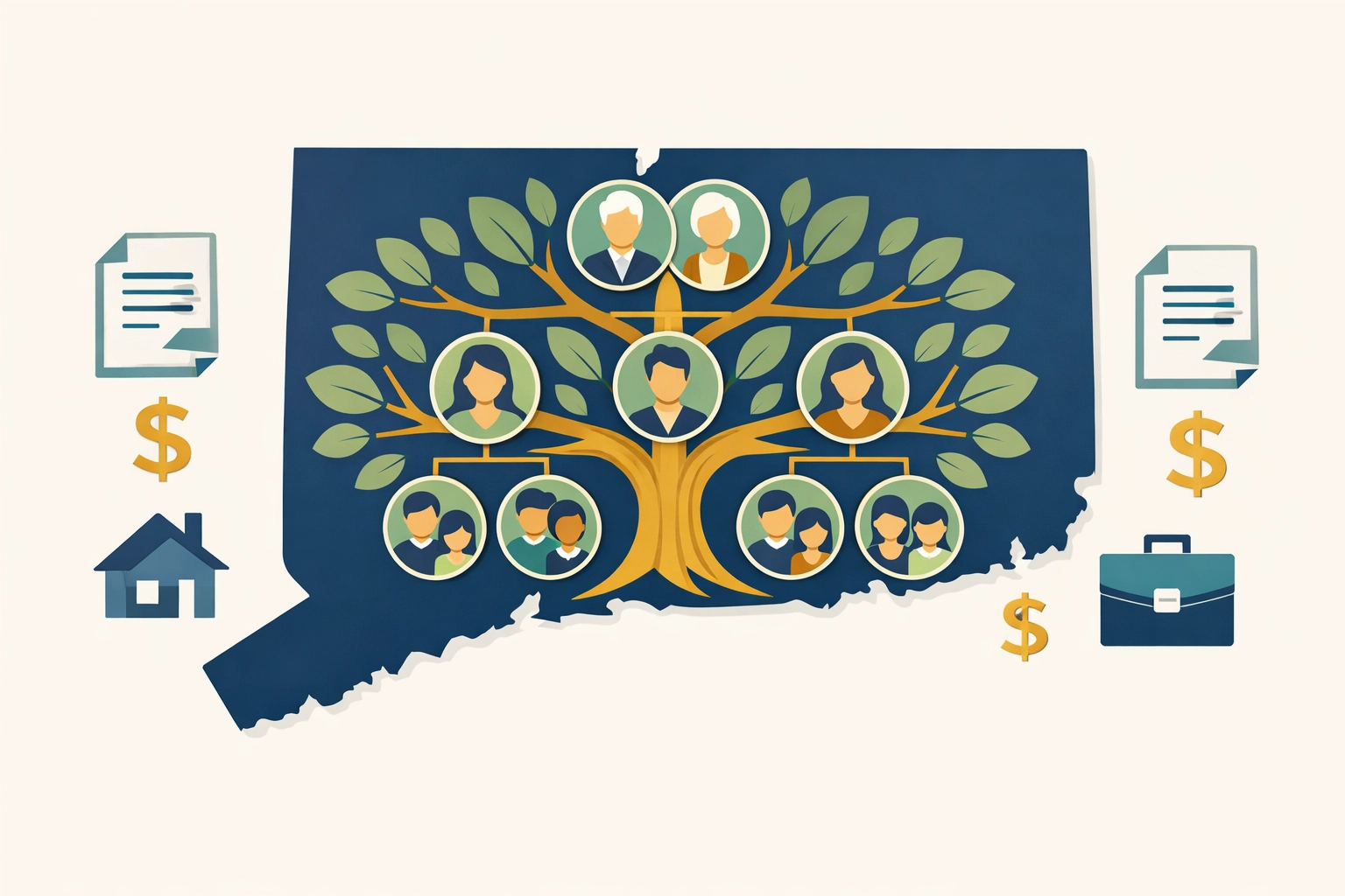 Connecticut estate planning map showing family wealth transfer and tax exemption strategies