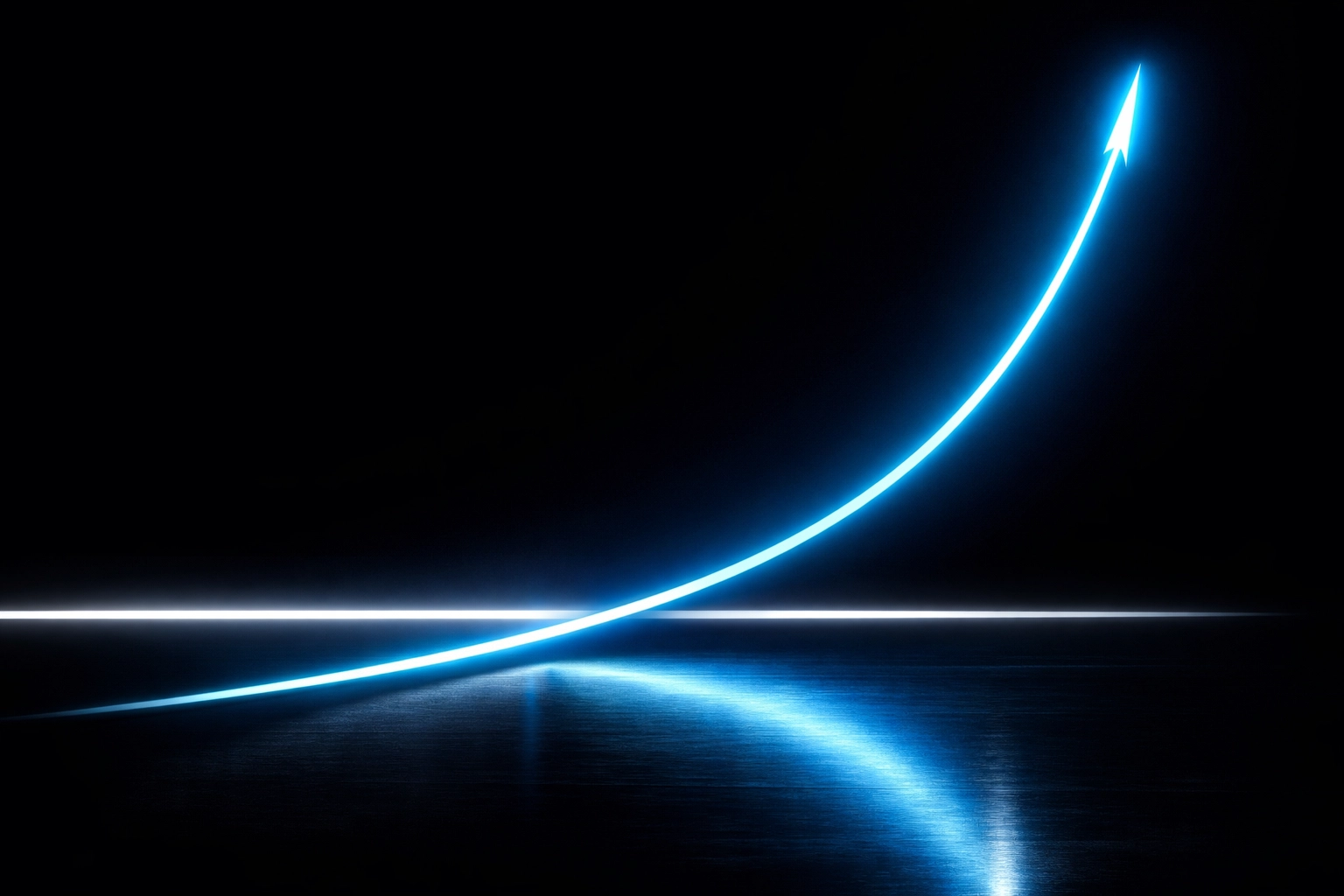 An ascending light curve representing revenue growth decoupled from labor costs through custom automation.