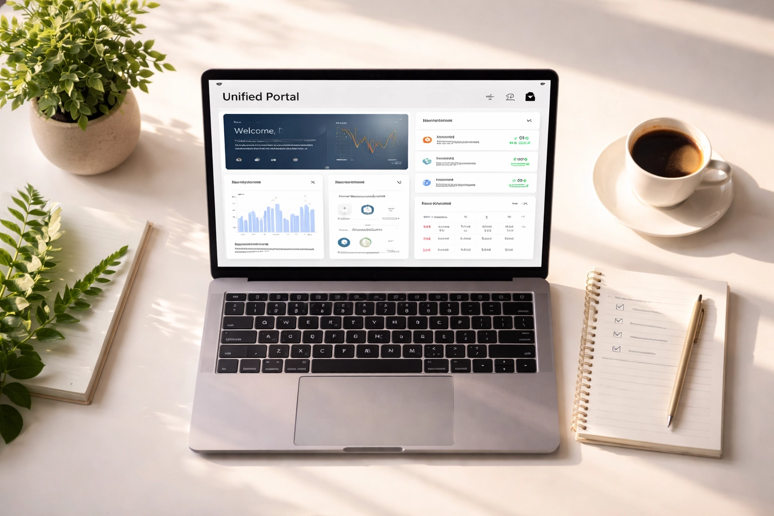 Clean, organized workspace with unified ServiceNow portal interface illustrating portal management clarity
