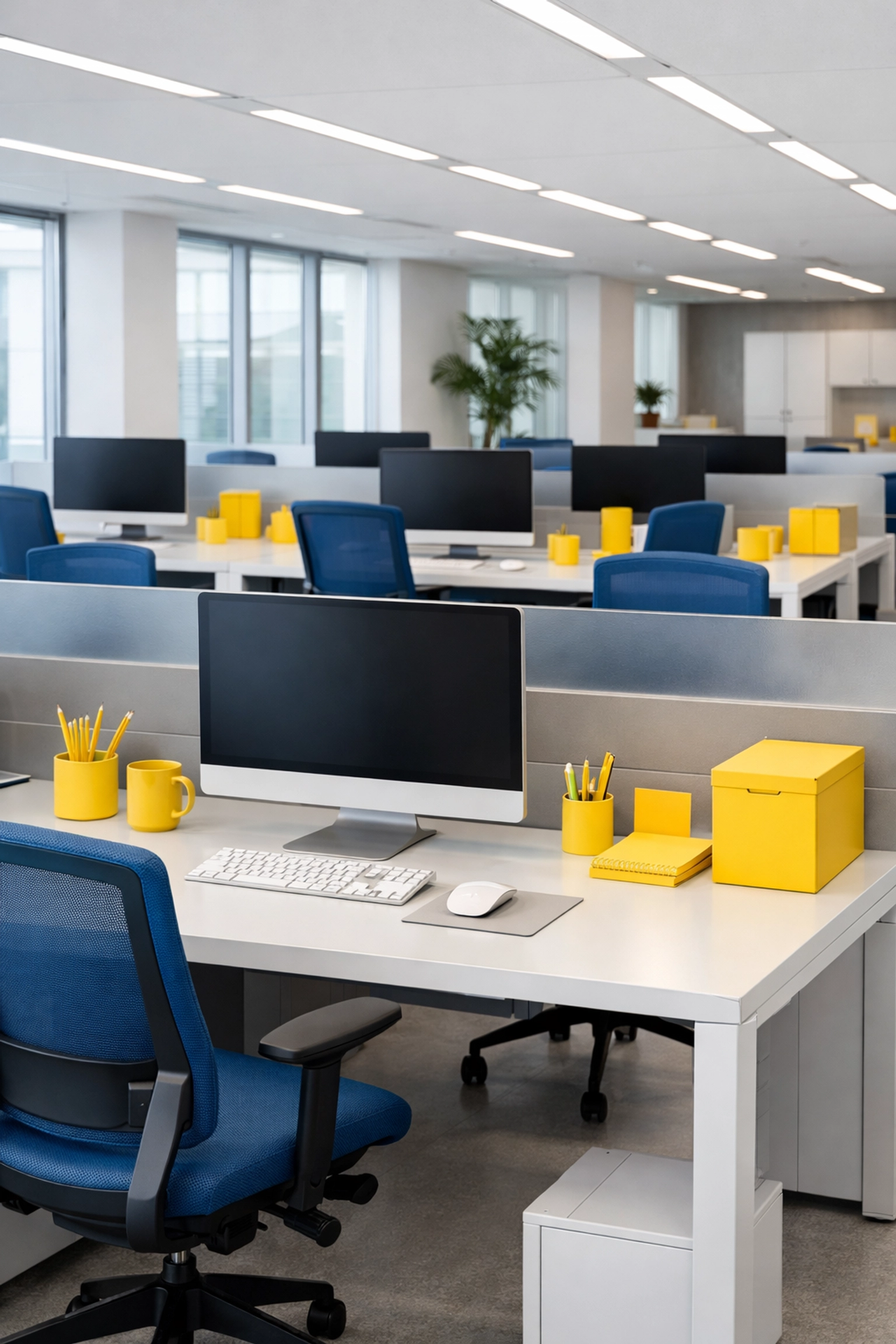 Reliable office cleaning services in Medfield, MA showing a dust-free and organized modern workspace.