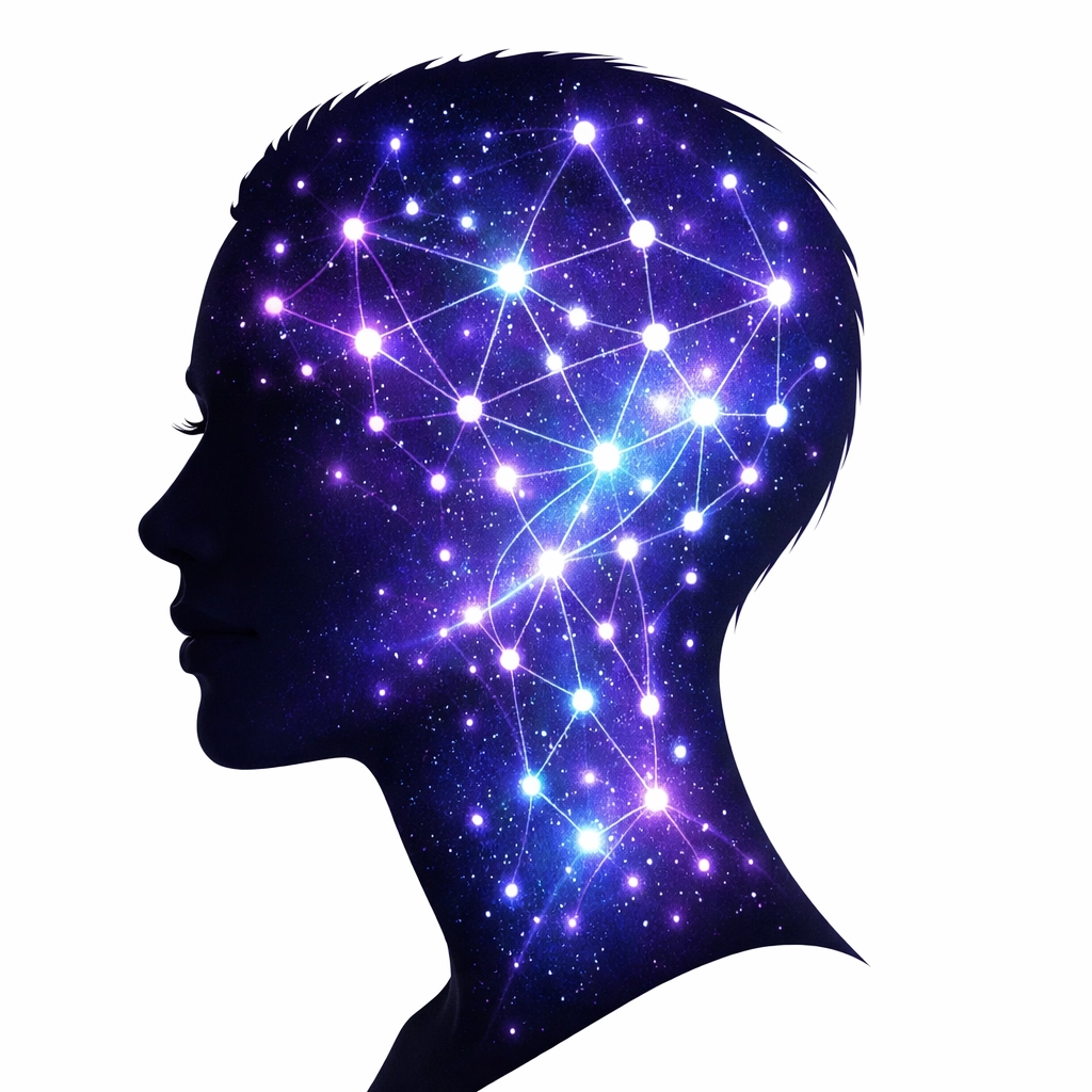 Silhouette showing vibrant neurodivergent thought patterns as a strength for invisible disability empowerment at work.