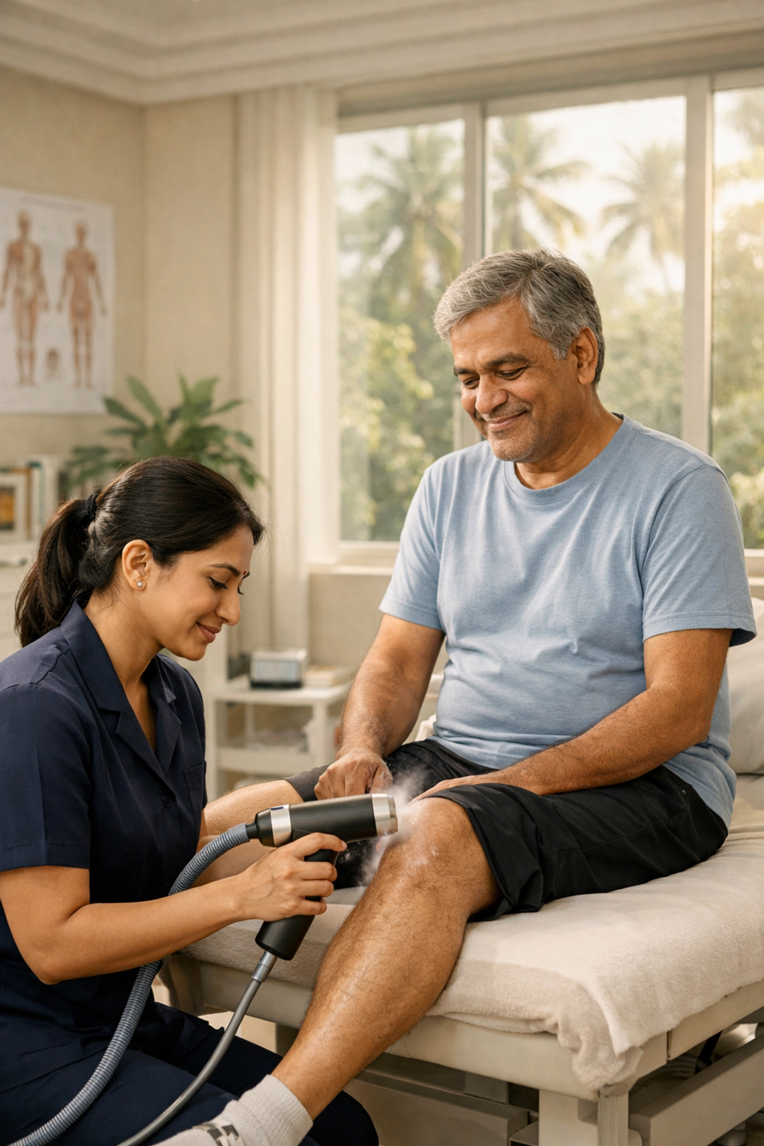 Non-surgical knee pain treatment and rehabilitation at Maana Spine, Joint & Wellness Clinic in Kerala.