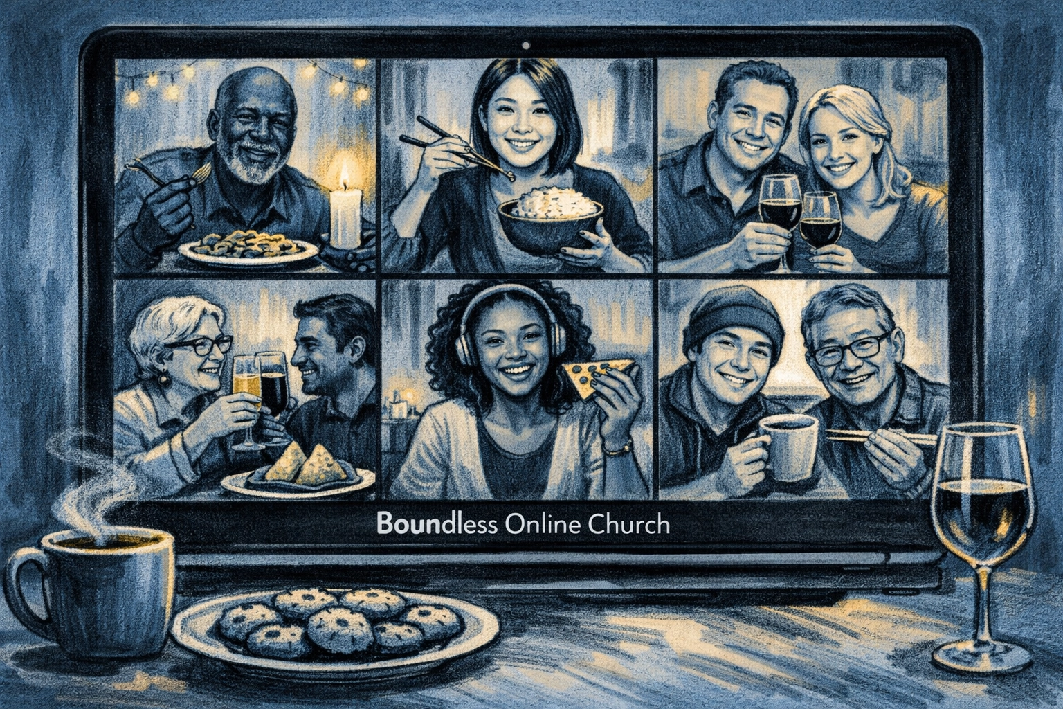 [ILLUSTRATION] Boundless Digital Fellowship Over a Meal