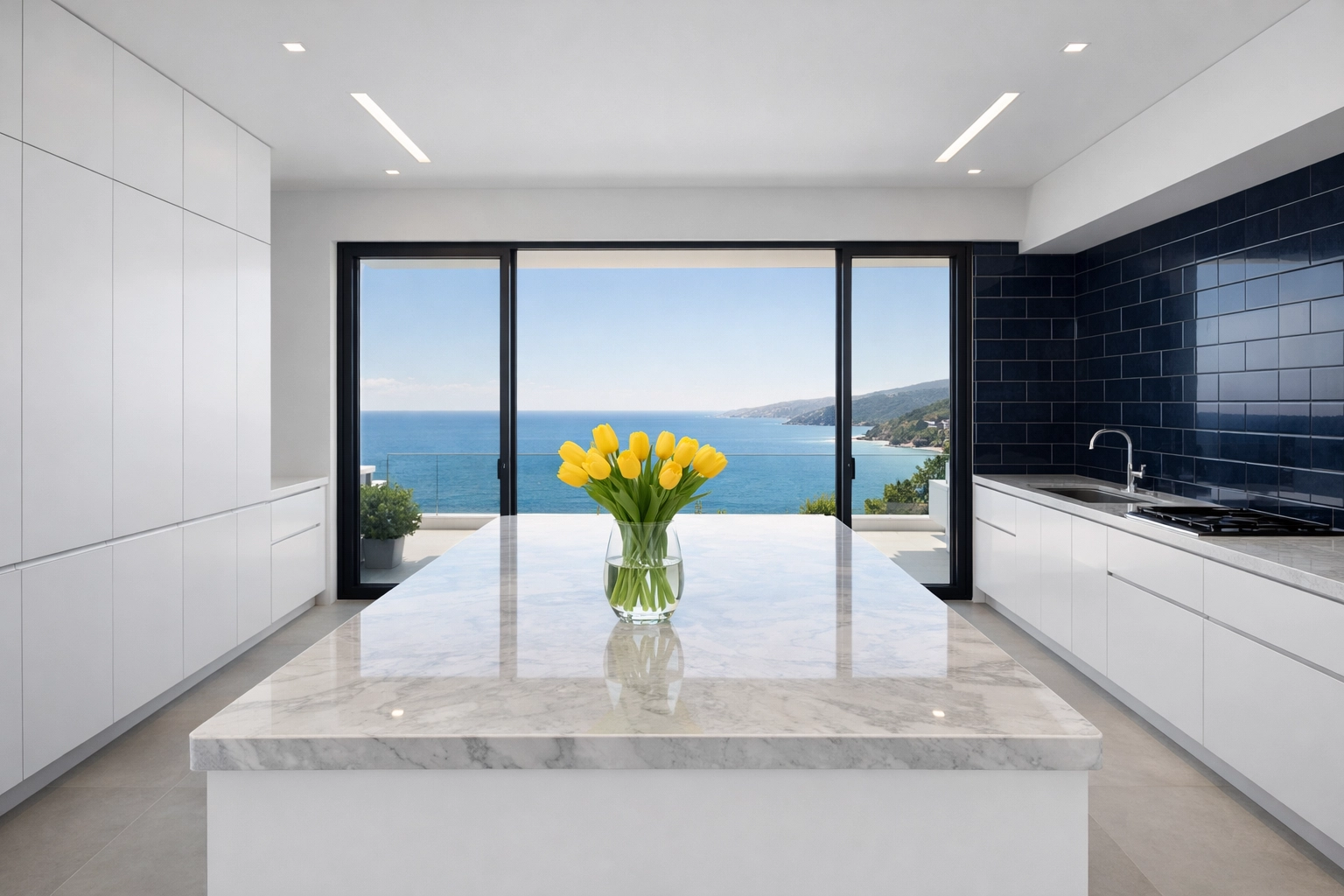 Spotless minimalist kitchen in Cotuit, MA, showcasing a professional bi weekly house cleaning ser.