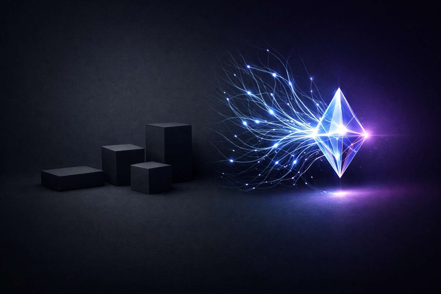 Digital data streams evolving into a neural network to represent the shift toward AI-driven local SEO ranking.