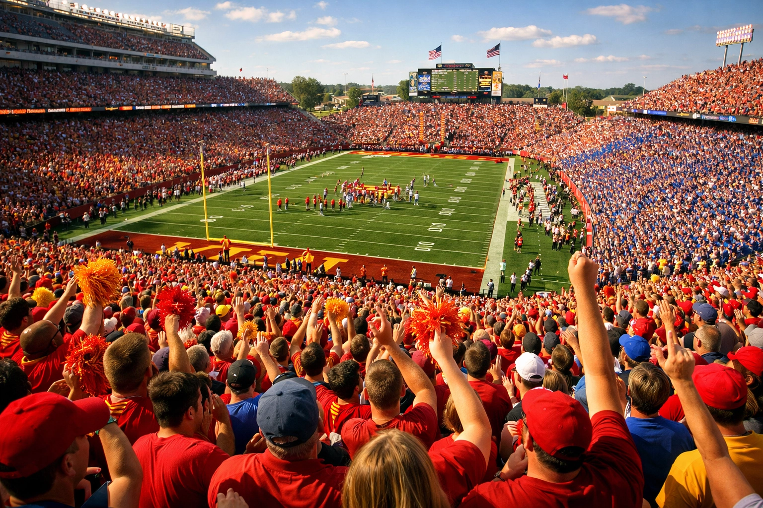 Packed college football stadium showing fan engagement and community support driving NIL partnerships