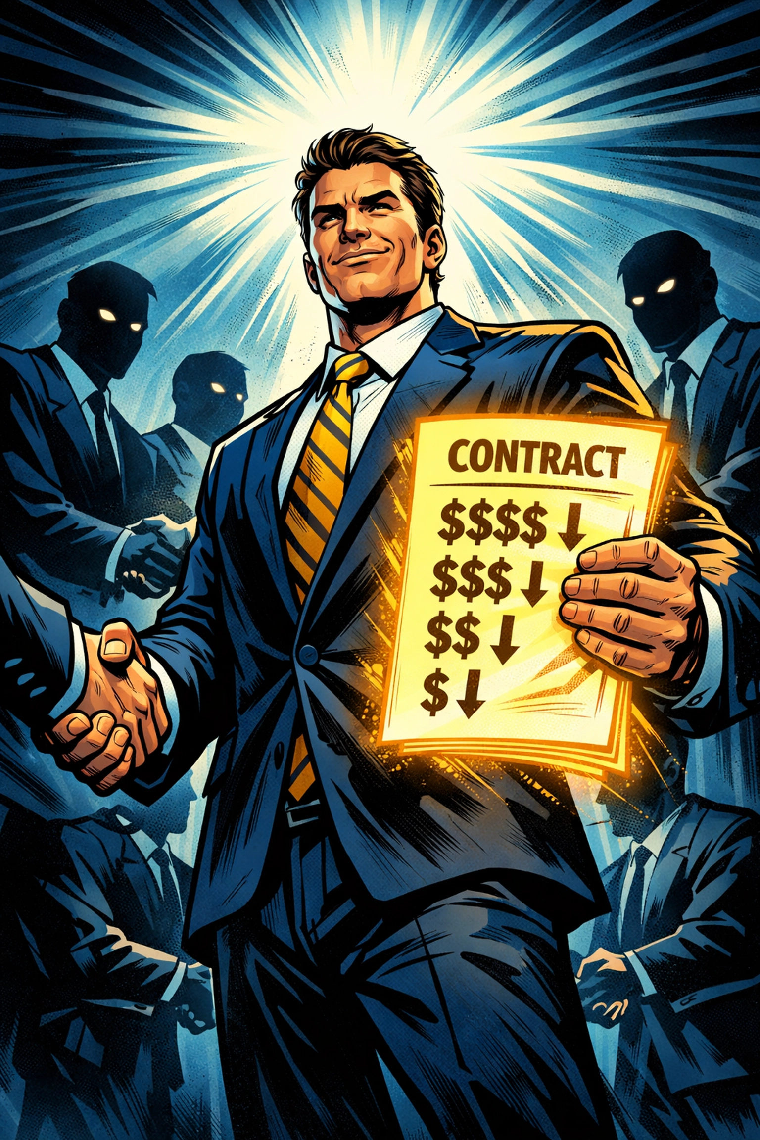 Merchant account broker negotiating lower processing rates with multiple payment processors