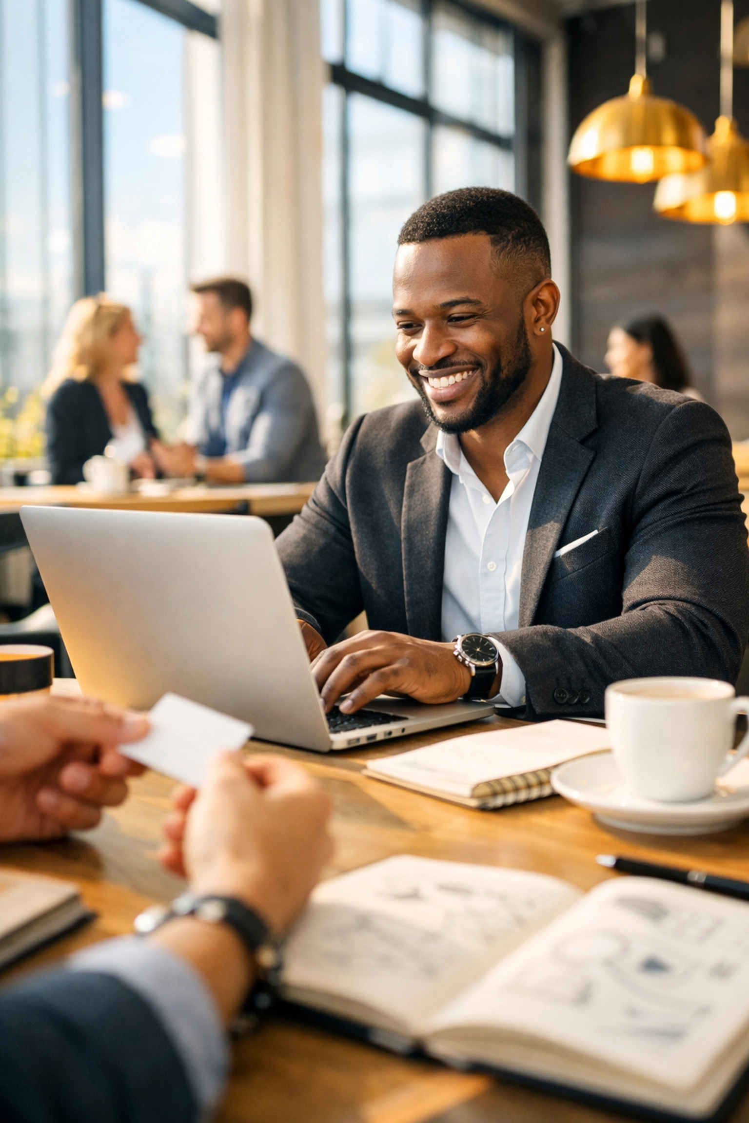 Black entrepreneur networking in modern workspace building community and economic empowerment