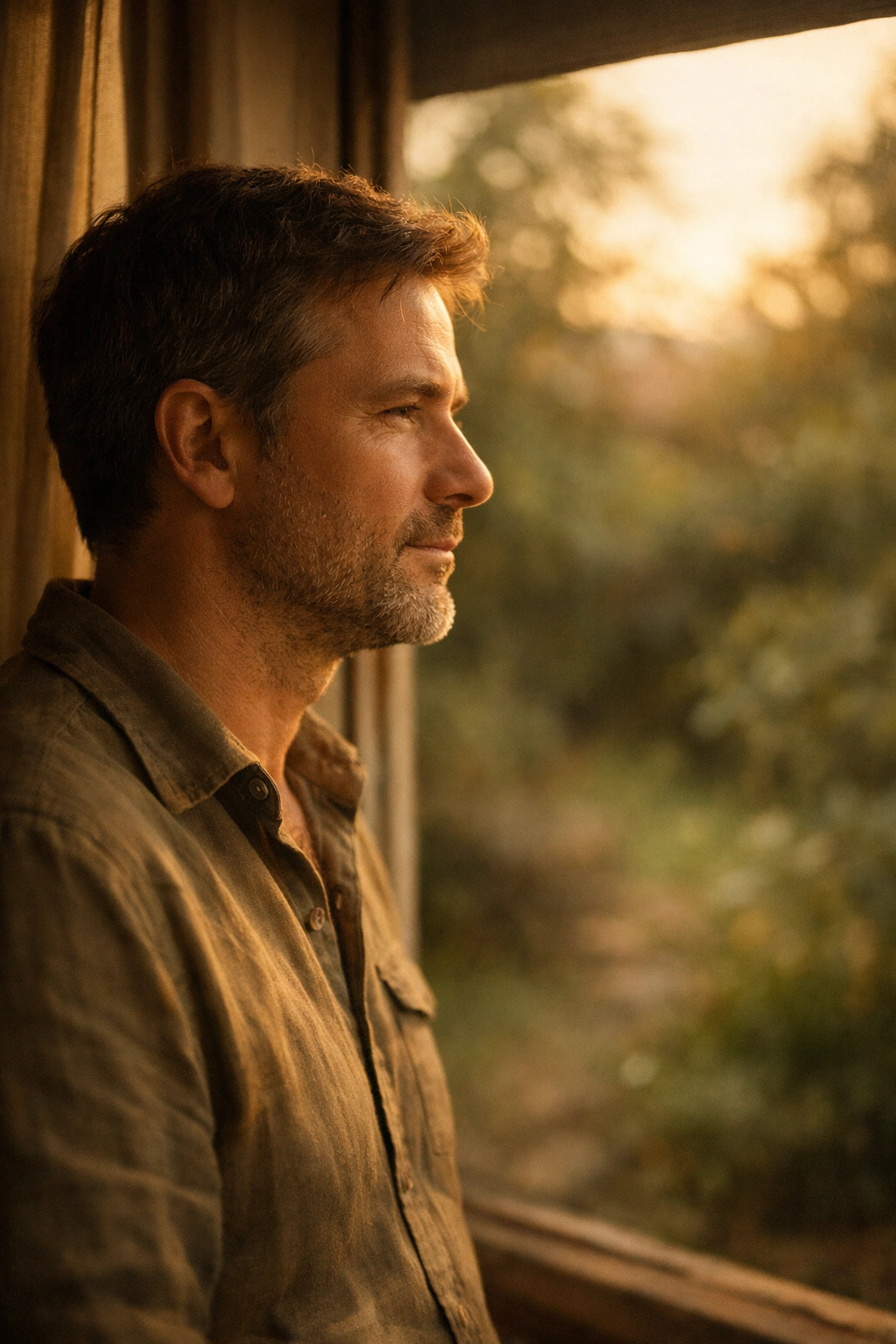 Elgondolkodó férfi az ablaknál, aki a merevedési zavar valódi okait kutatja.