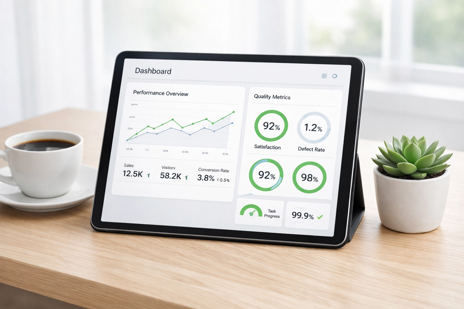 Digital dashboard displaying cleaning service performance metrics and transparent billing reports