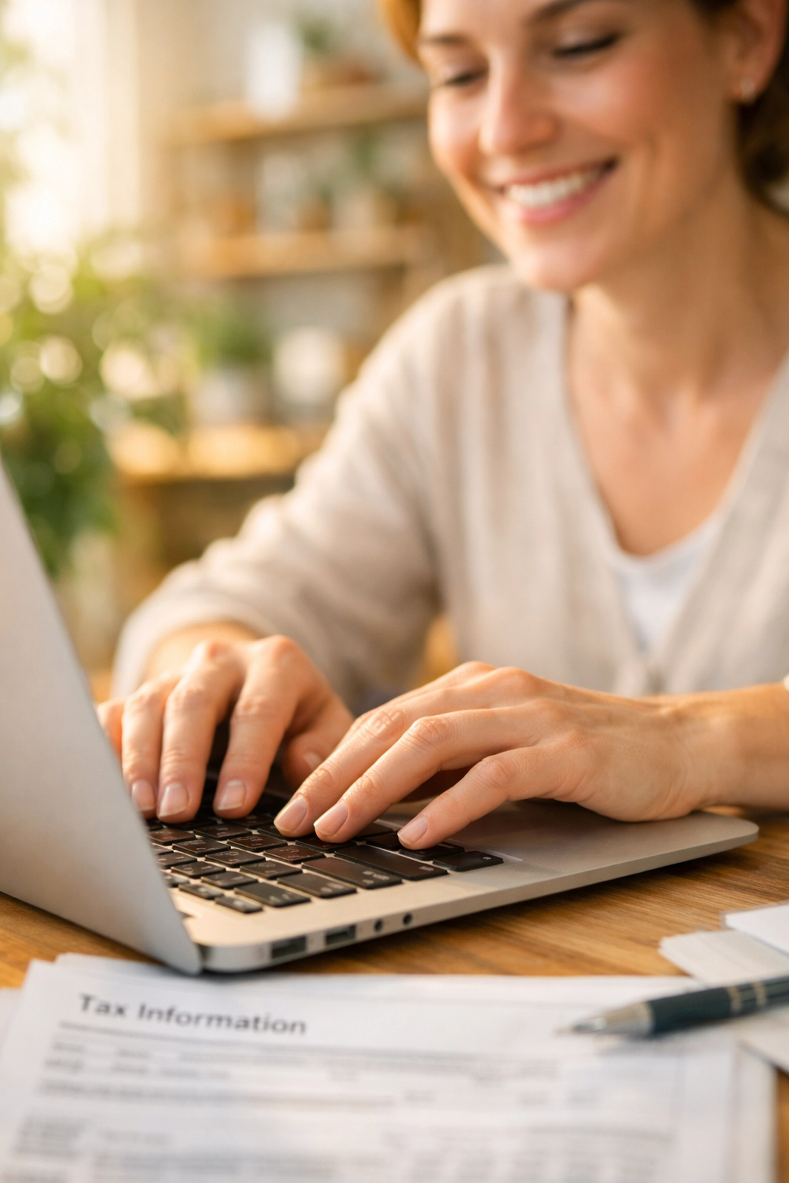 Managing tax information securely through IRS online account on laptop