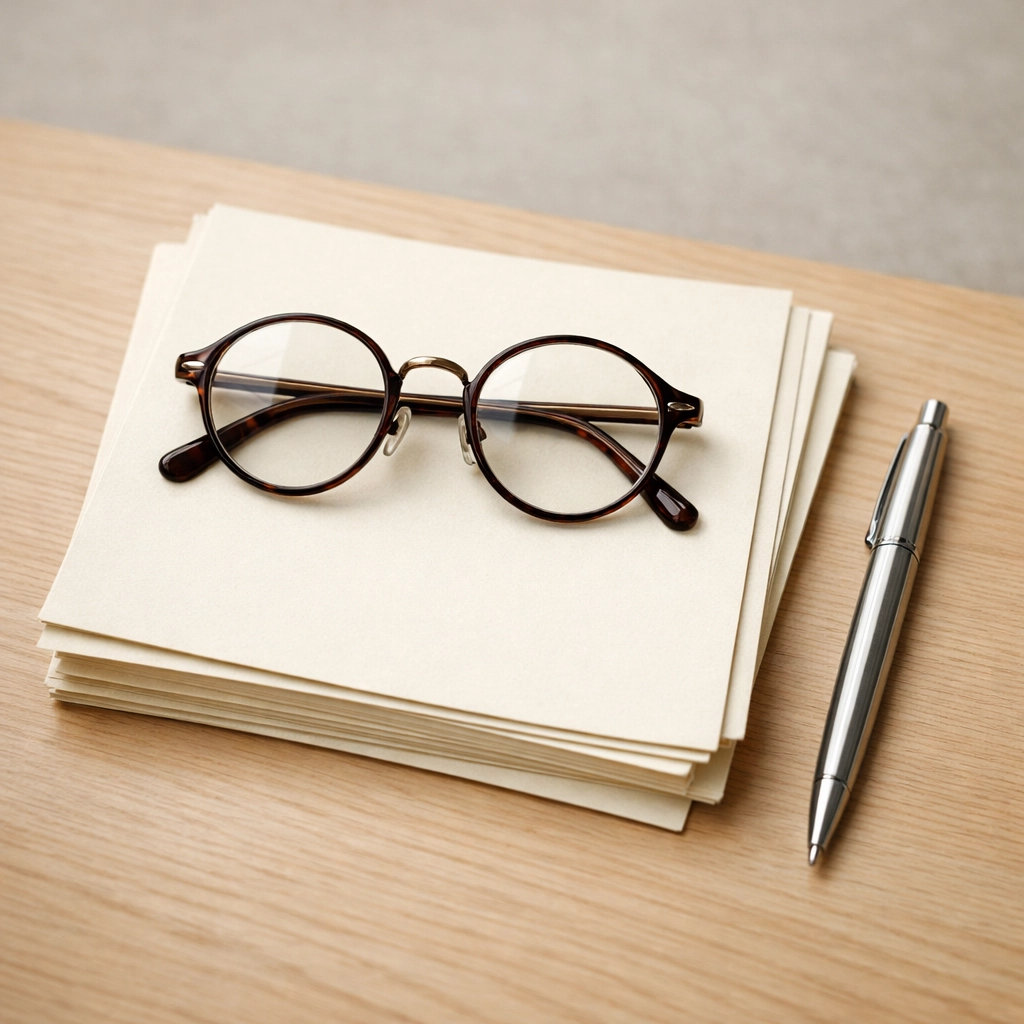 Glasses on a stack of papers representing the thorough tenant screening required by Waco property managers.