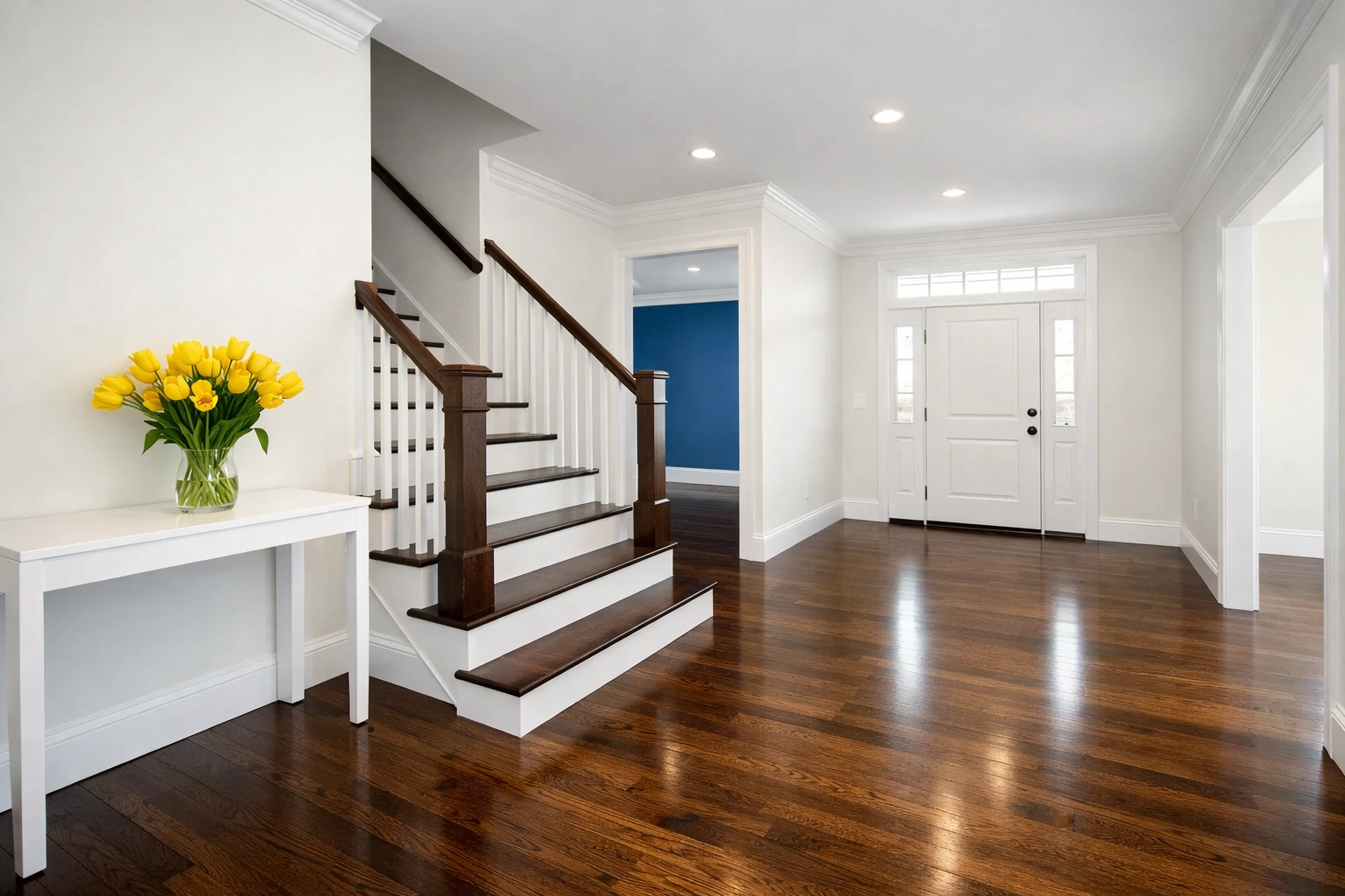 Spotless empty foyer after an ultimate move-in cleaning service in a Massachusetts home.